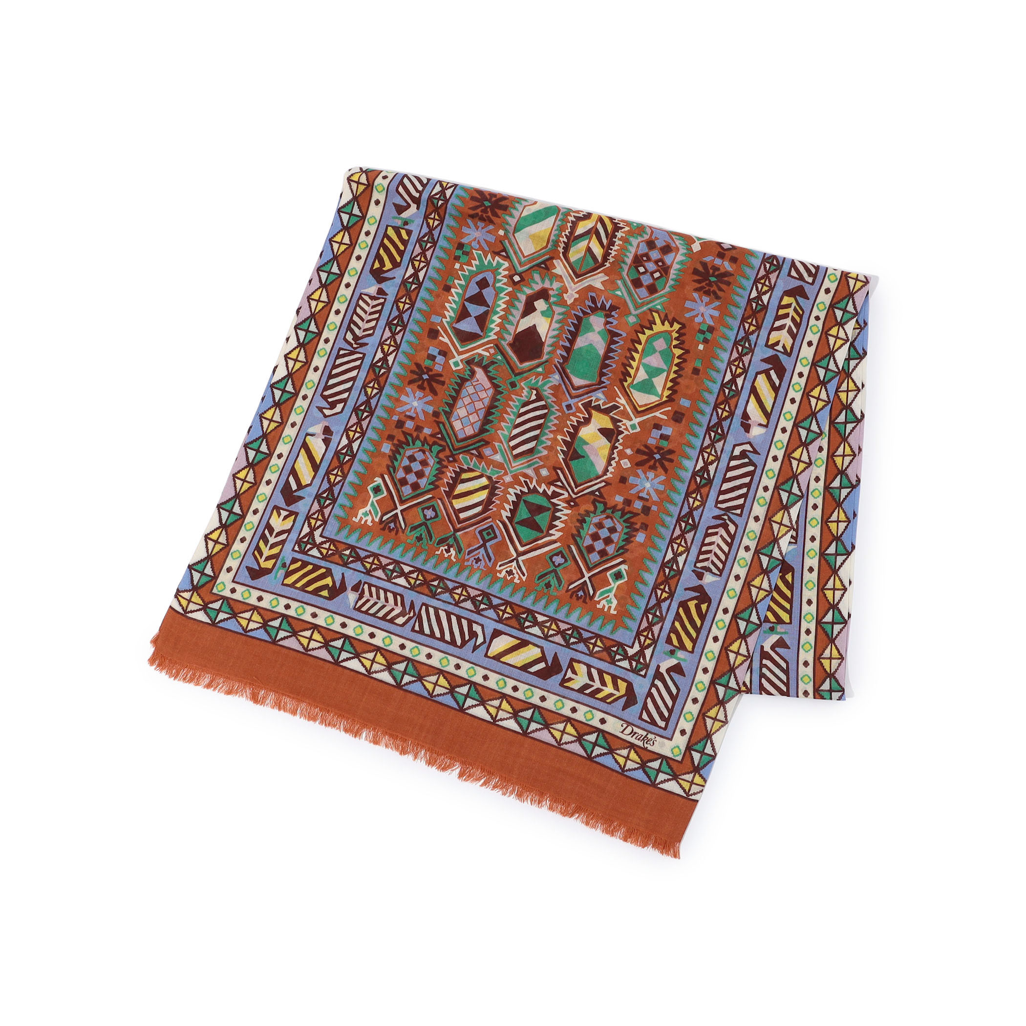 Drake&rsquo;ｓ CARPET PRINT TUBULAR SCARF ウールシルクプリントスカーフ