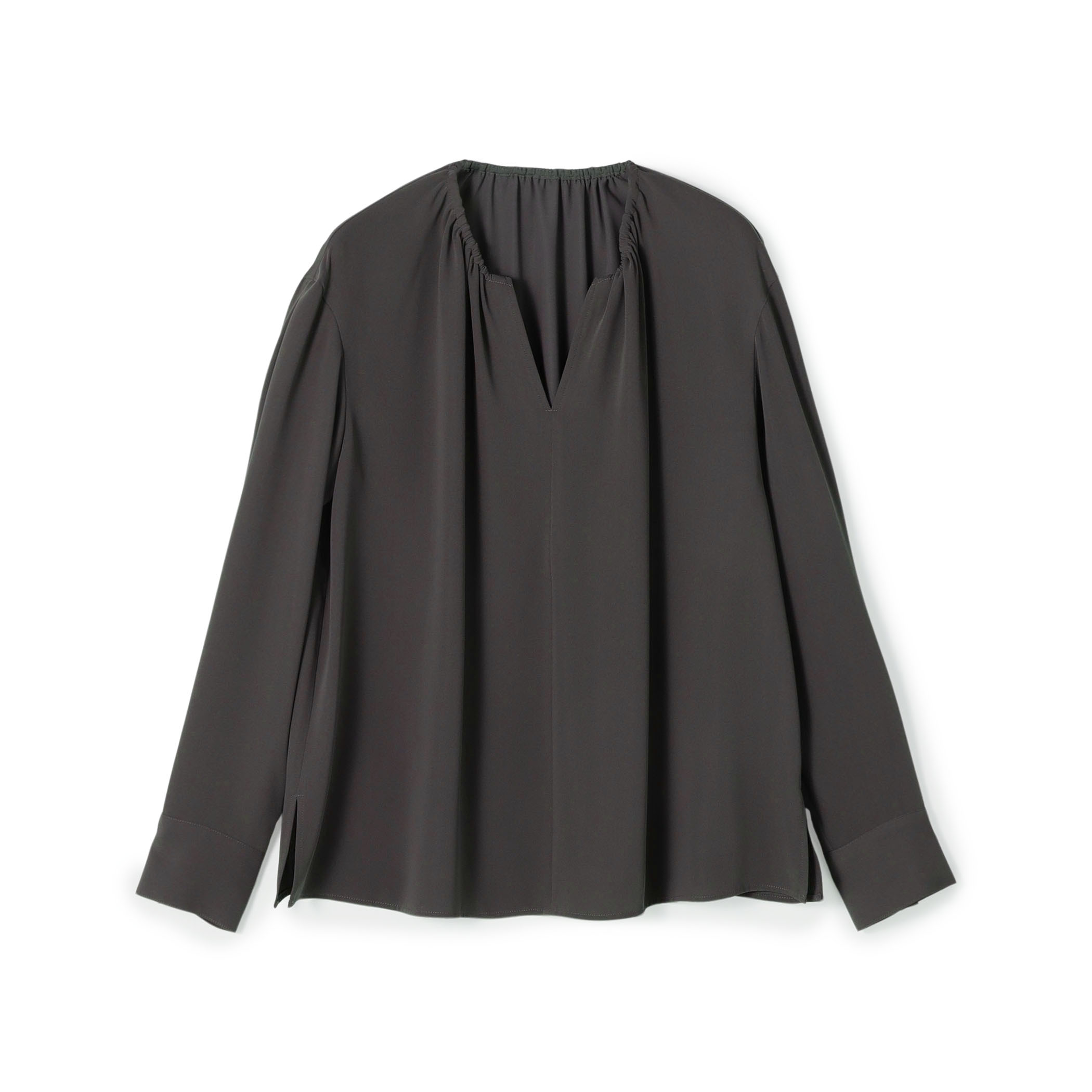 【WEB先行予約】マットサテン ギャザーネックブラウス