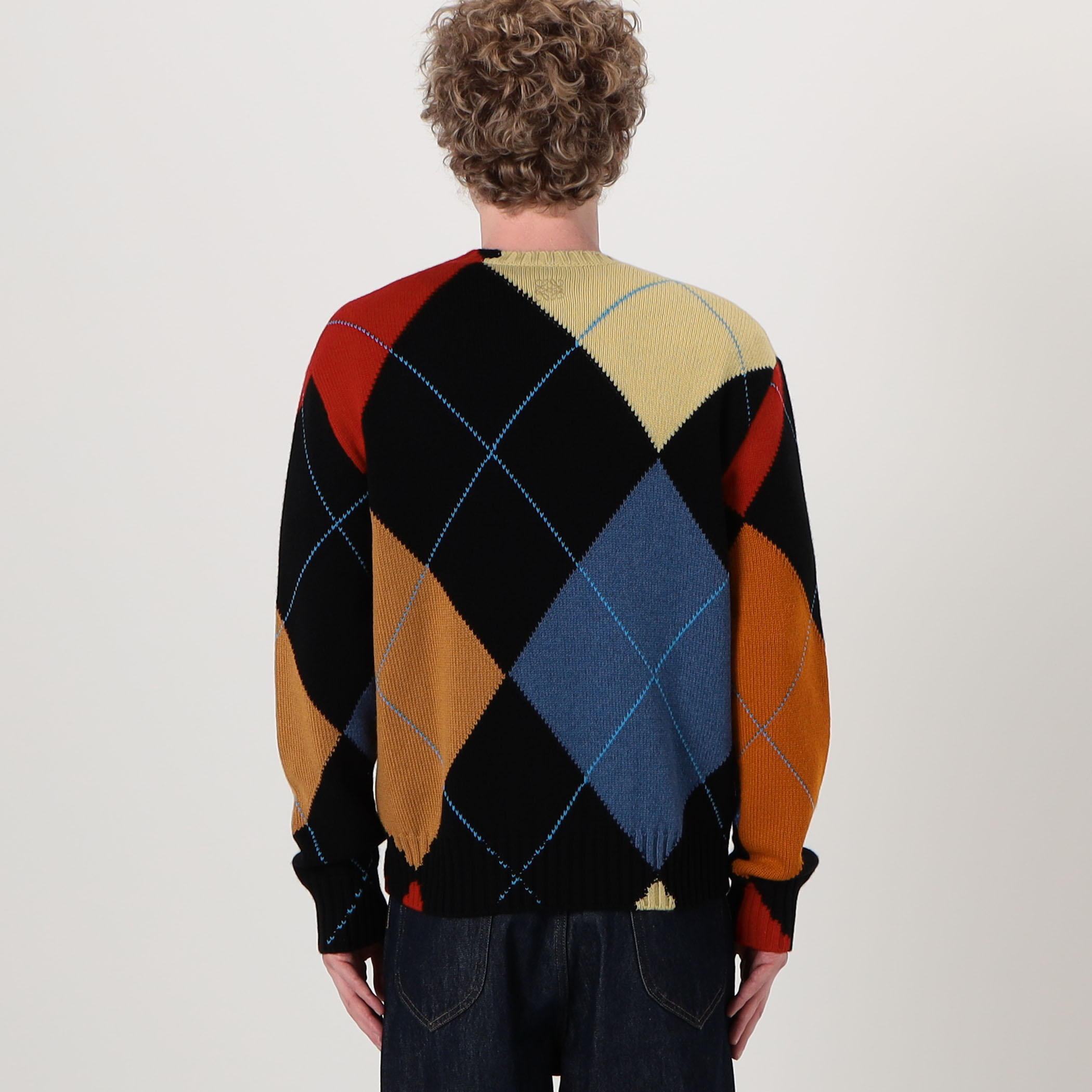 LOEWE カシミヤ アーガイル クルーネックプルオーバーニット