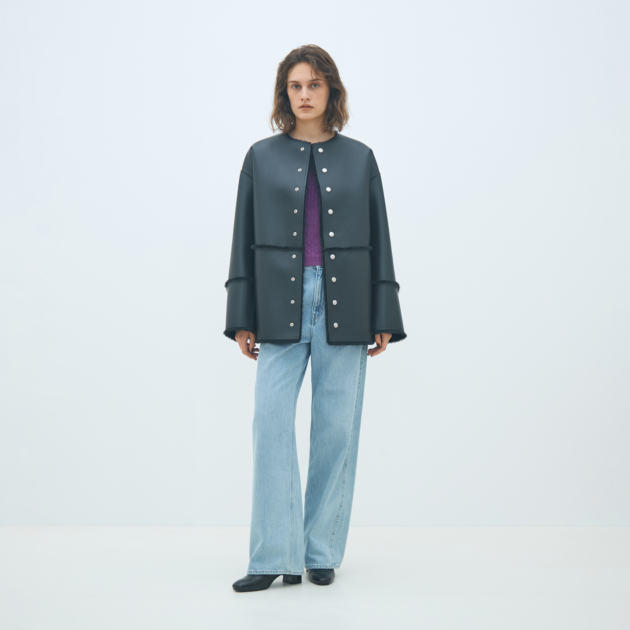 ムートンリバーシブルショートコート フェイクムートン リバーシブルショートコート