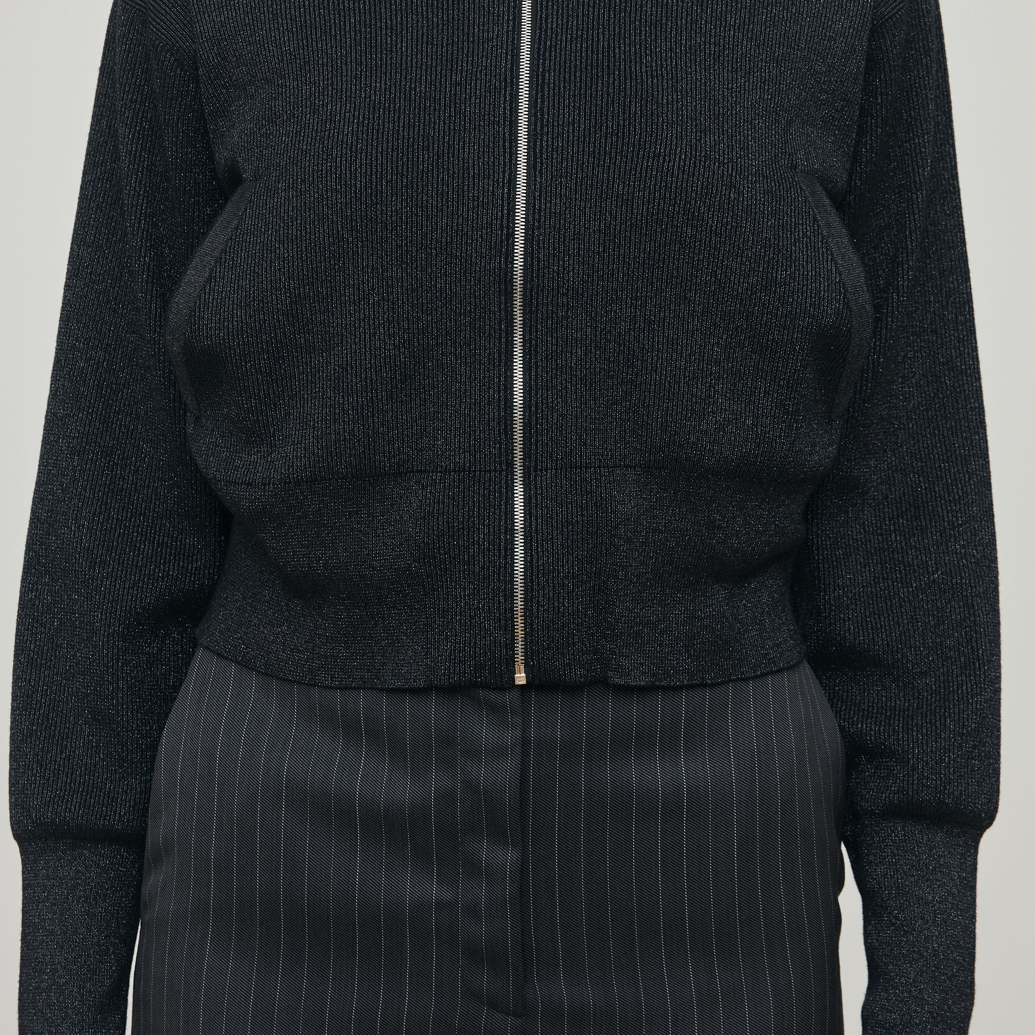 プレーティンググロッシーヤーン ジップアップブルゾン