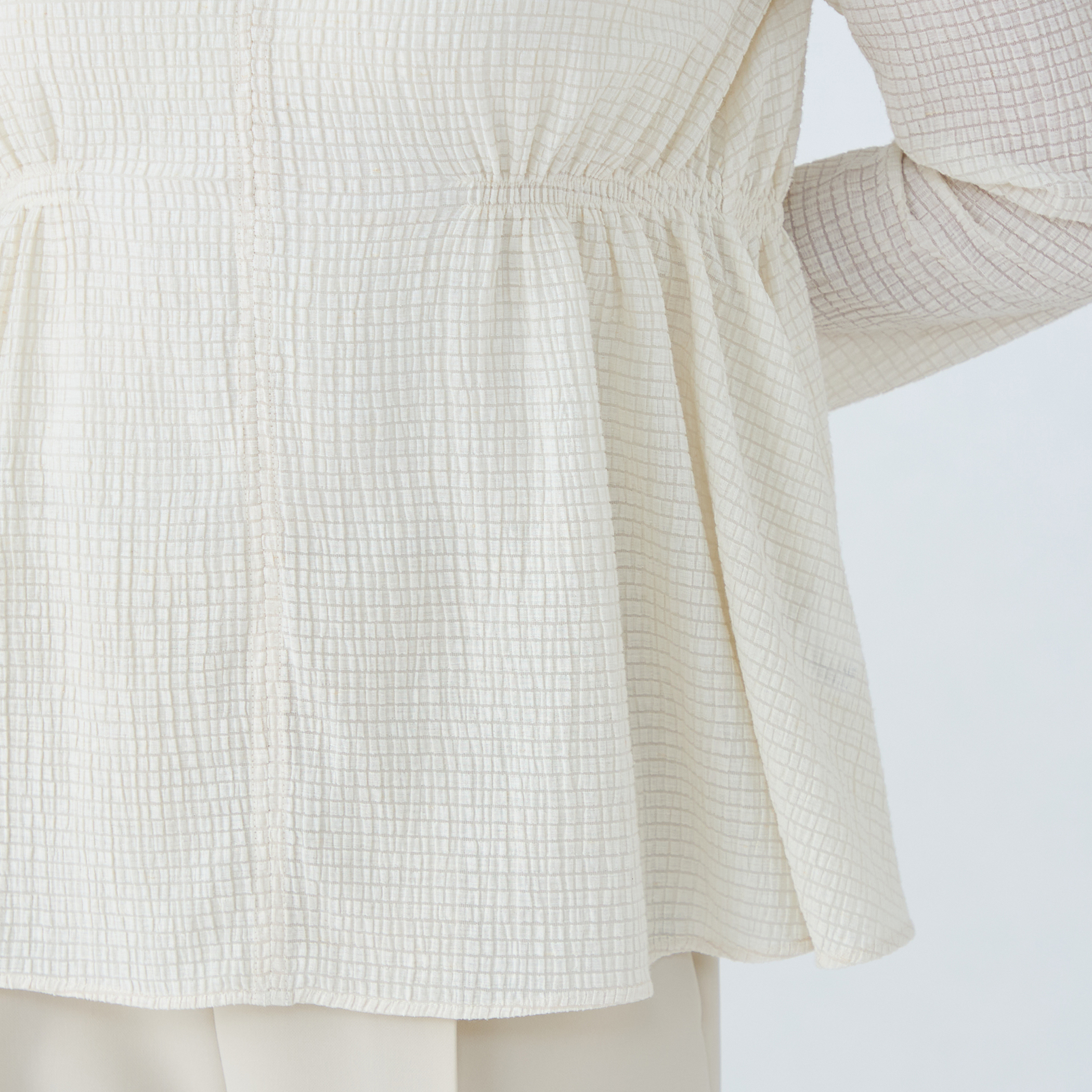 □モザイクジャージー ウエストギャザープルオーバー