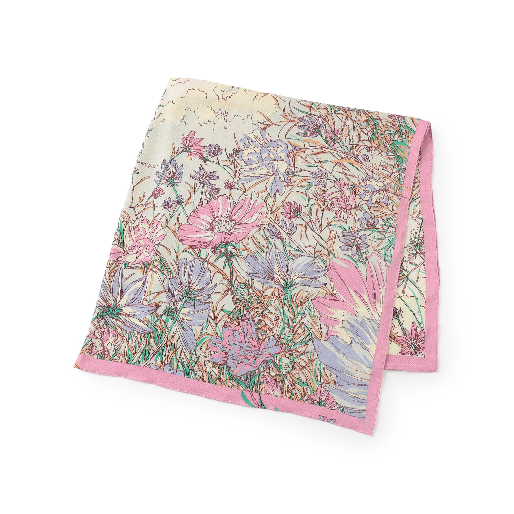 【別注】manipuri BLOOM GARDEN ウールシルク スカーフ