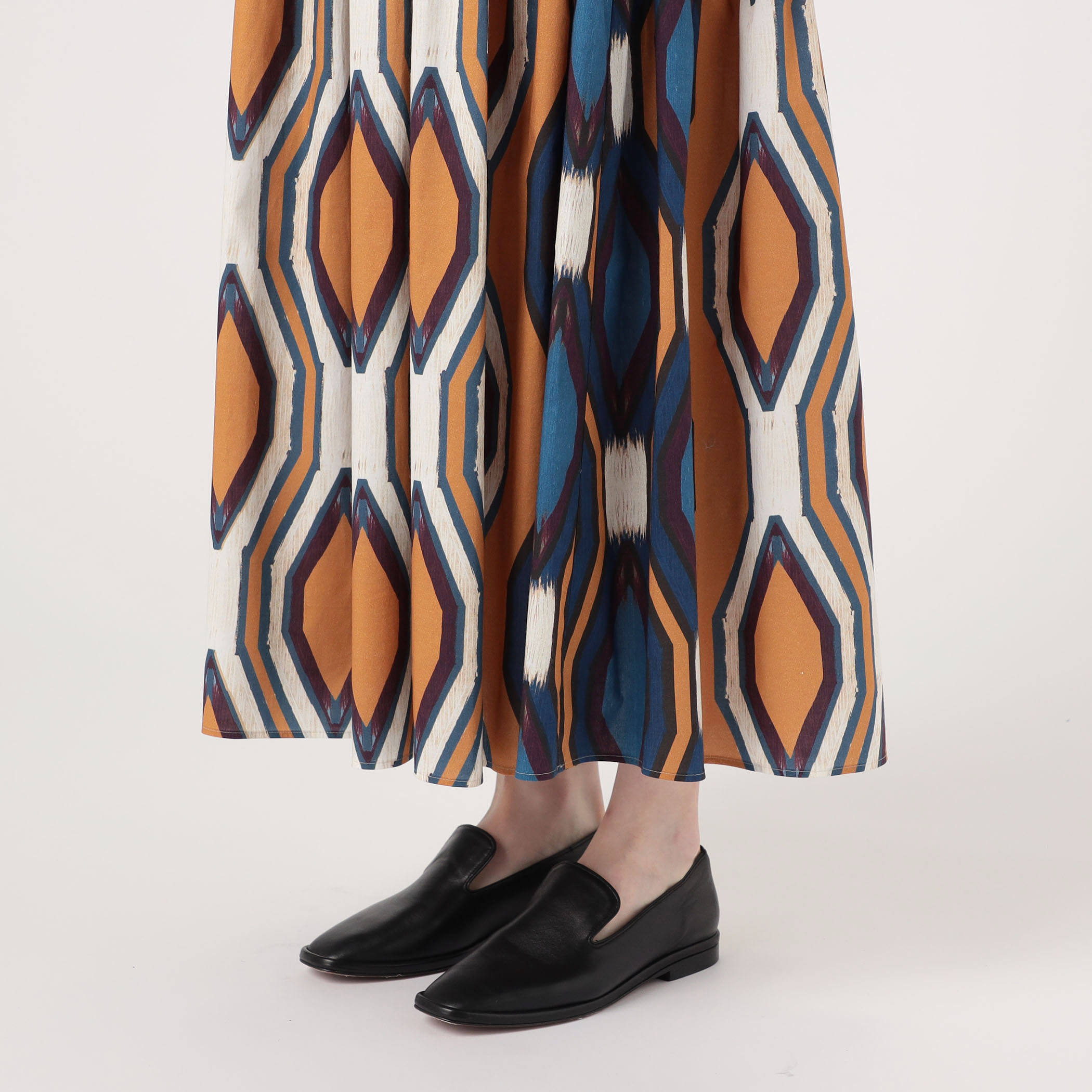 □コットンストレッチ トライバルプリントロングワンピース