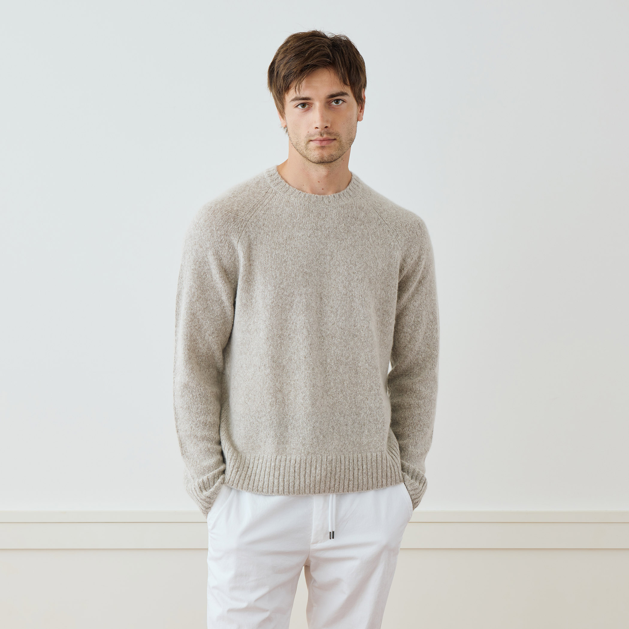 ライトテクスチャードカシミヤ ラグランスリーブプルオーバー MLTC3705