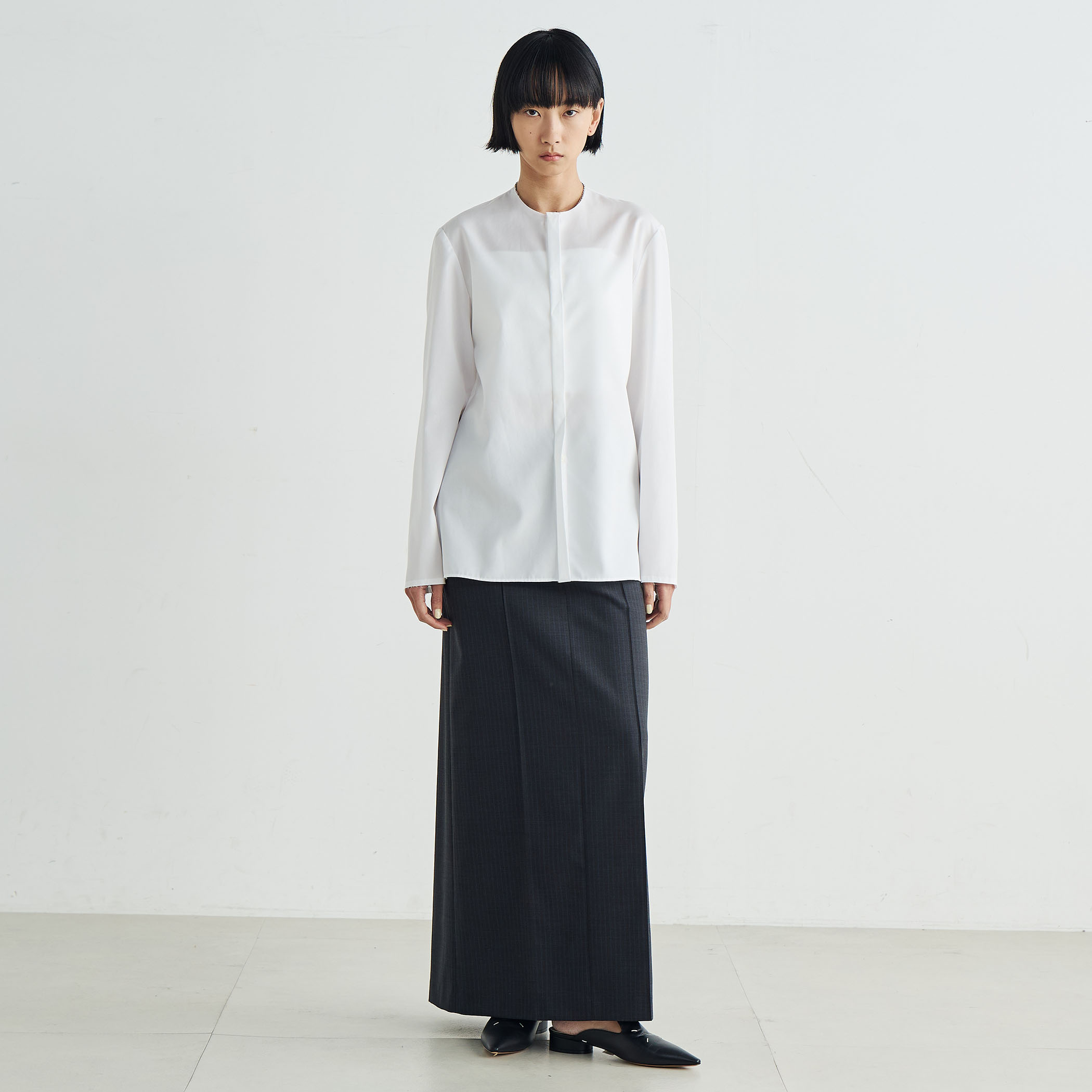 Days】ノーカラーリングジップシャツ | select clothes MIEL
