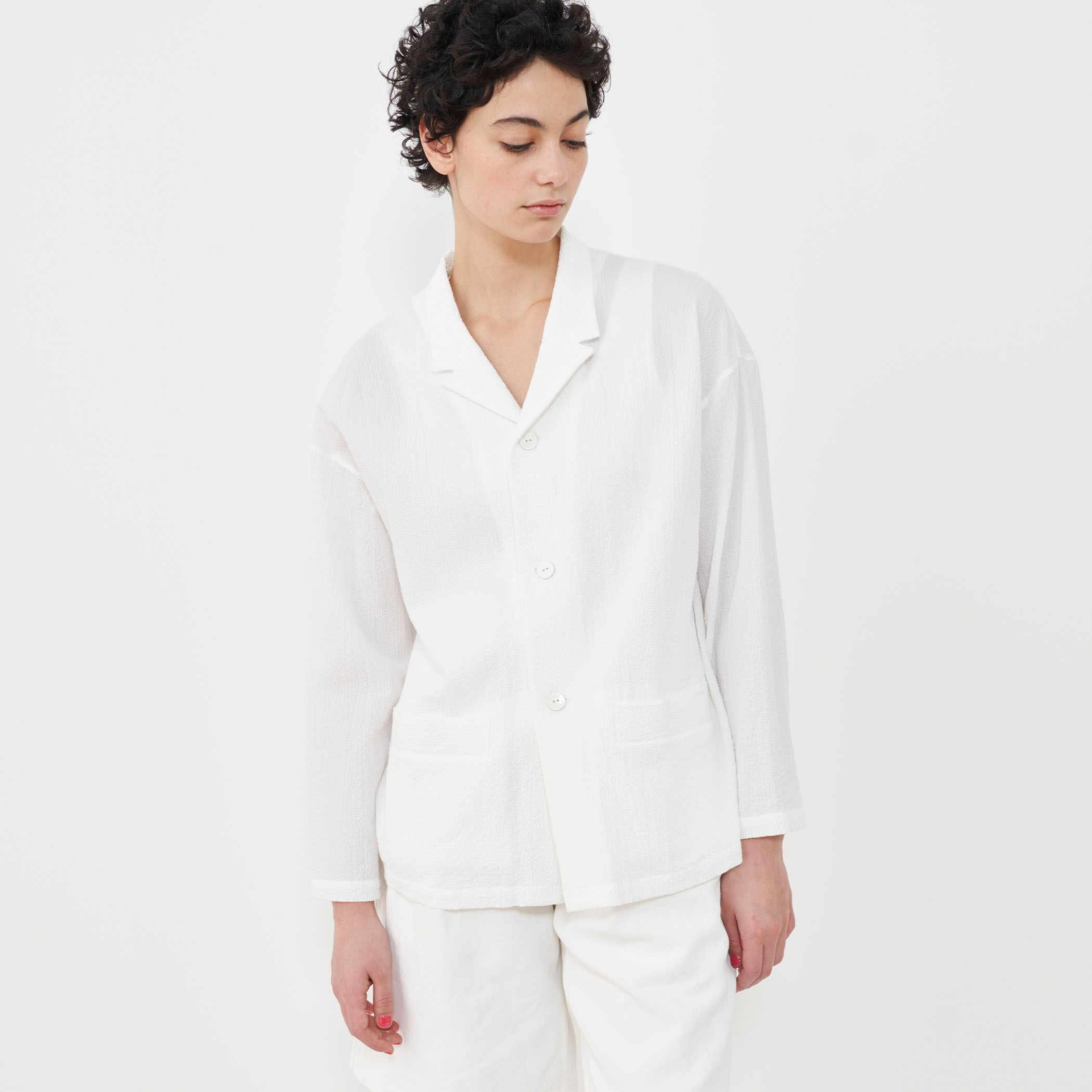 【定価3.7万/24ss】GALERIE VIE エアリーサッカー ジャケット □エアリーサッカー ワイドジャケット｜トゥモローランド 公式通販
