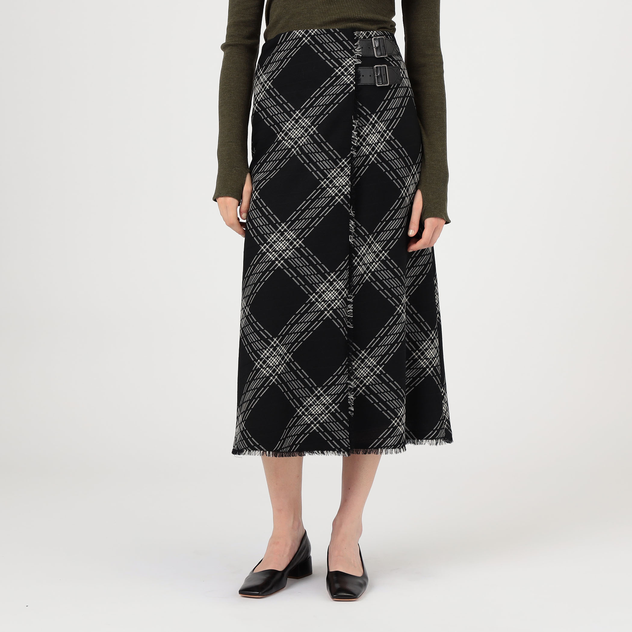 ハイツイストウールチェック ラップスカート｜トゥモローランド 公式通販