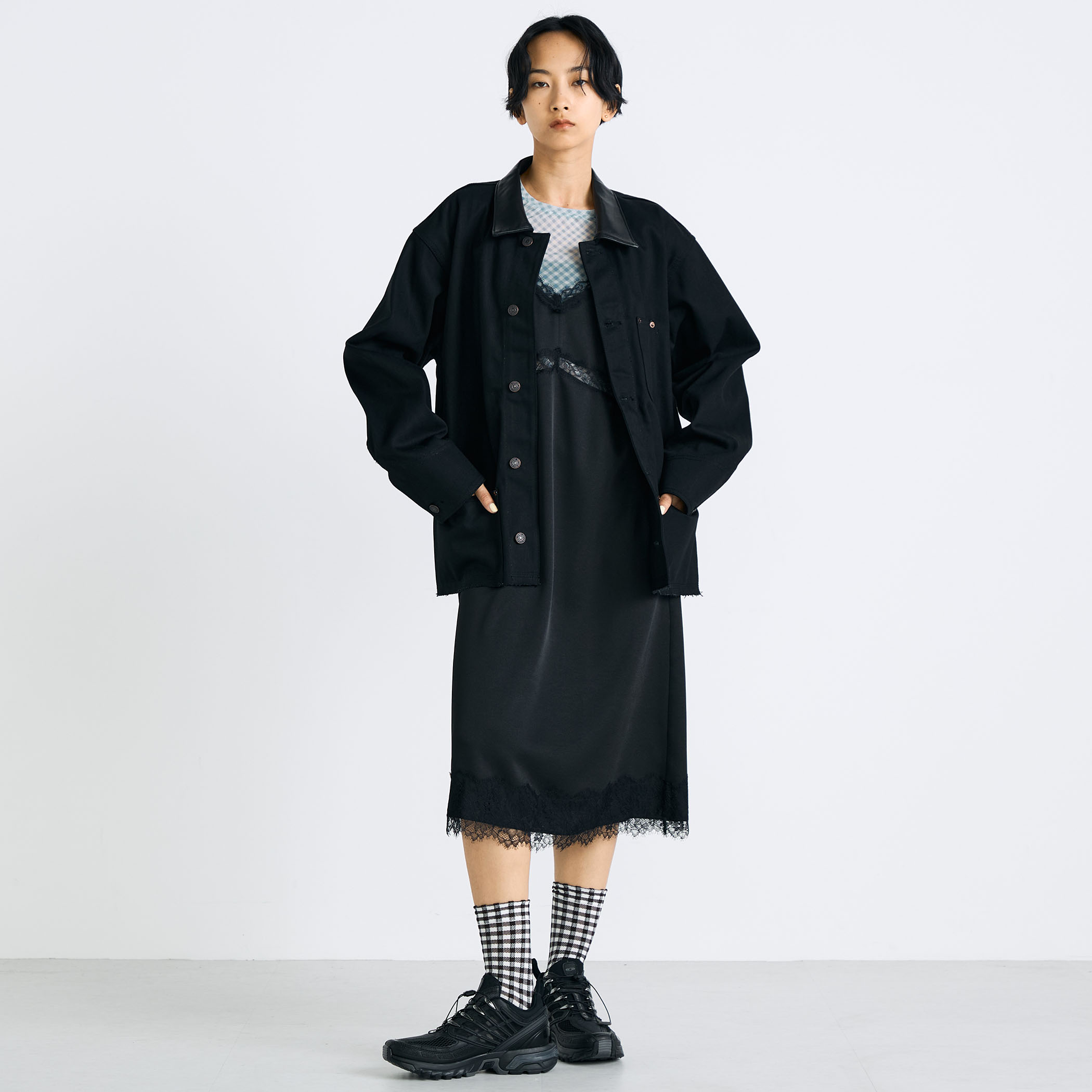 ドゥルカマラ ブラックデニム ビッグシルエット ボックス カバーオール サイズ0 Dulcamara - Dulcamara / ドゥルカマラ | ビッグポケット