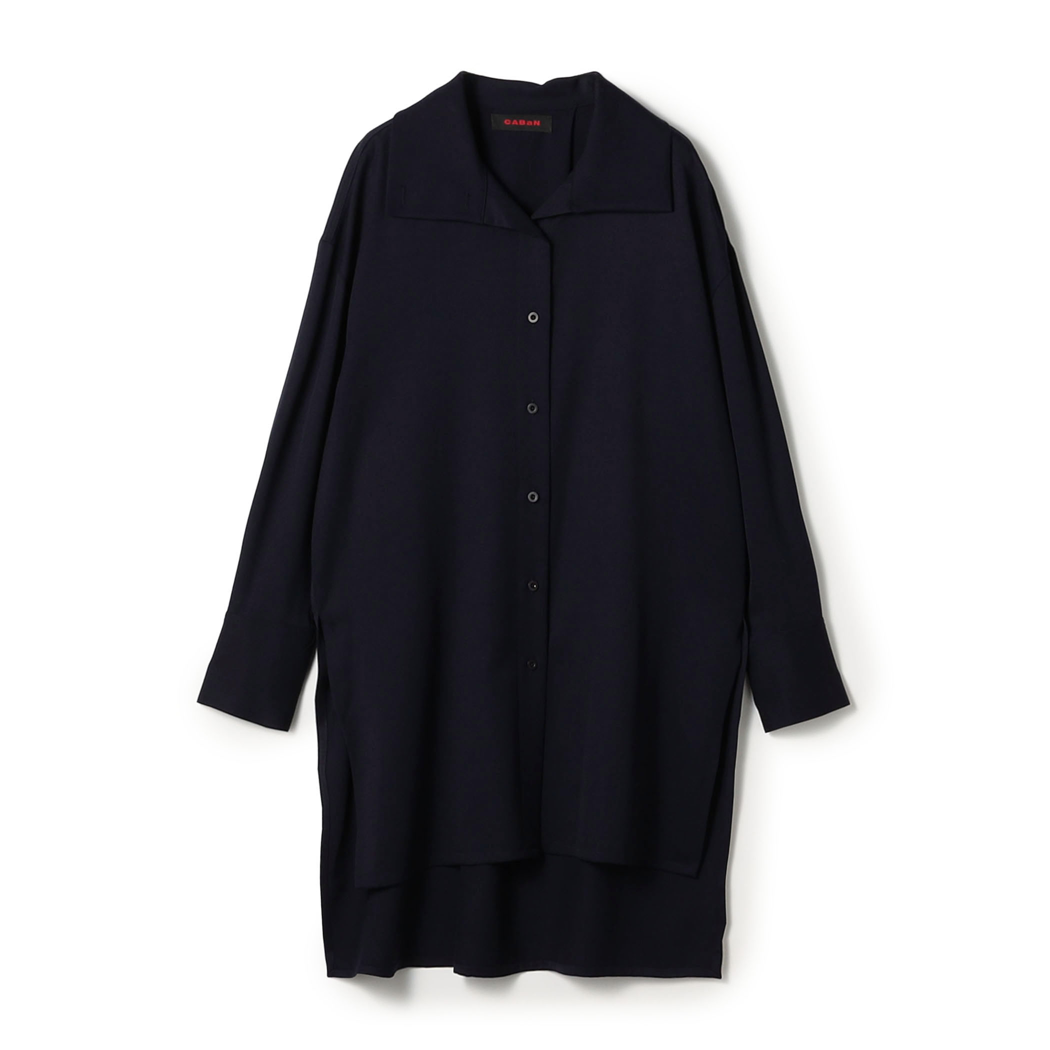 ウールツイル ハイネックロングシャツワンピース