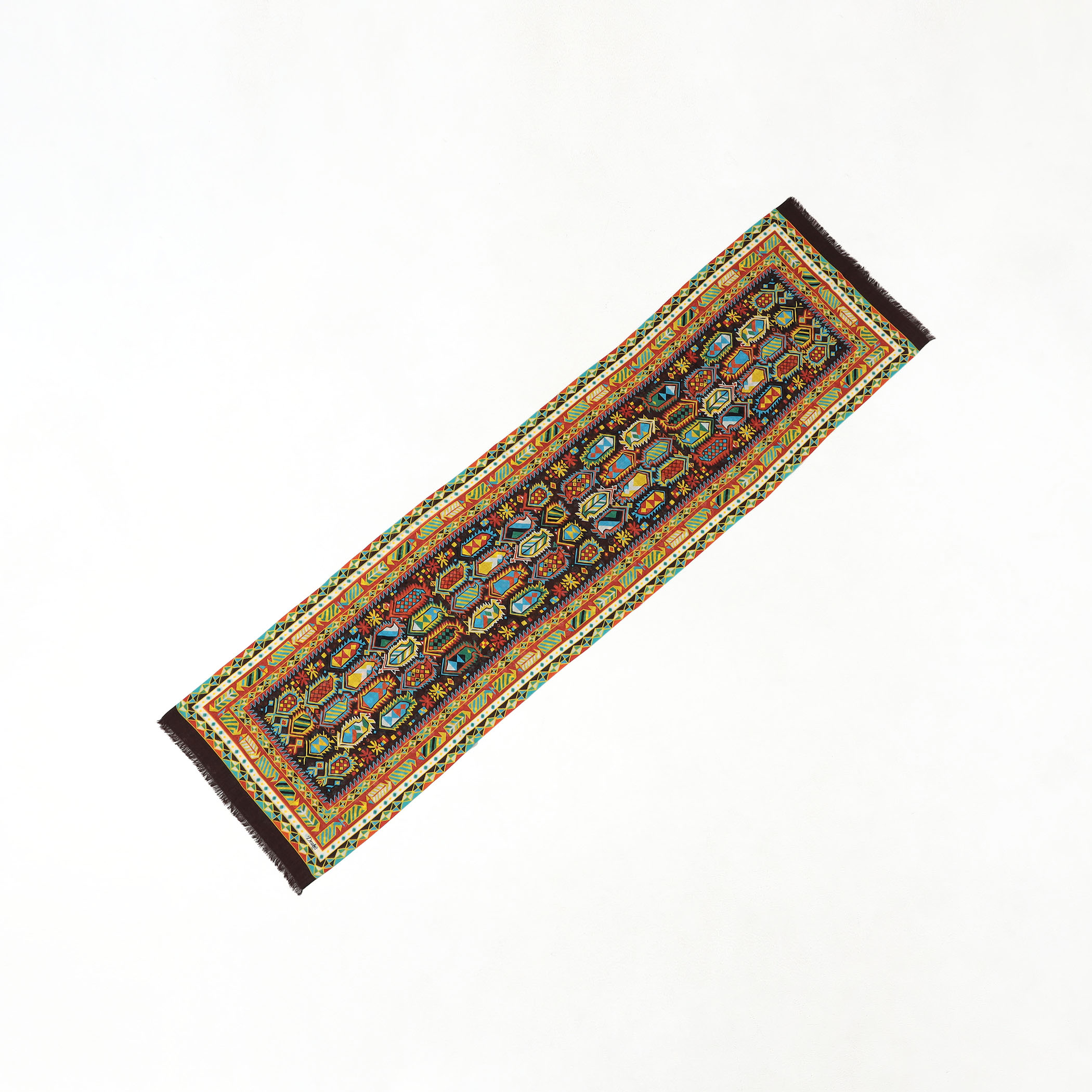 Drake's CARPET PRINT TUBULAR SCARF ウールシルクプリントスカーフ