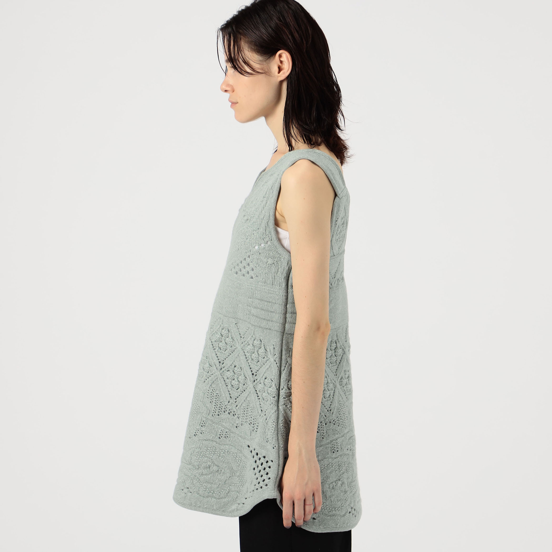 Mame Kurogouchi Multi Pattern Low Gauge Knitted Sleeveless Top