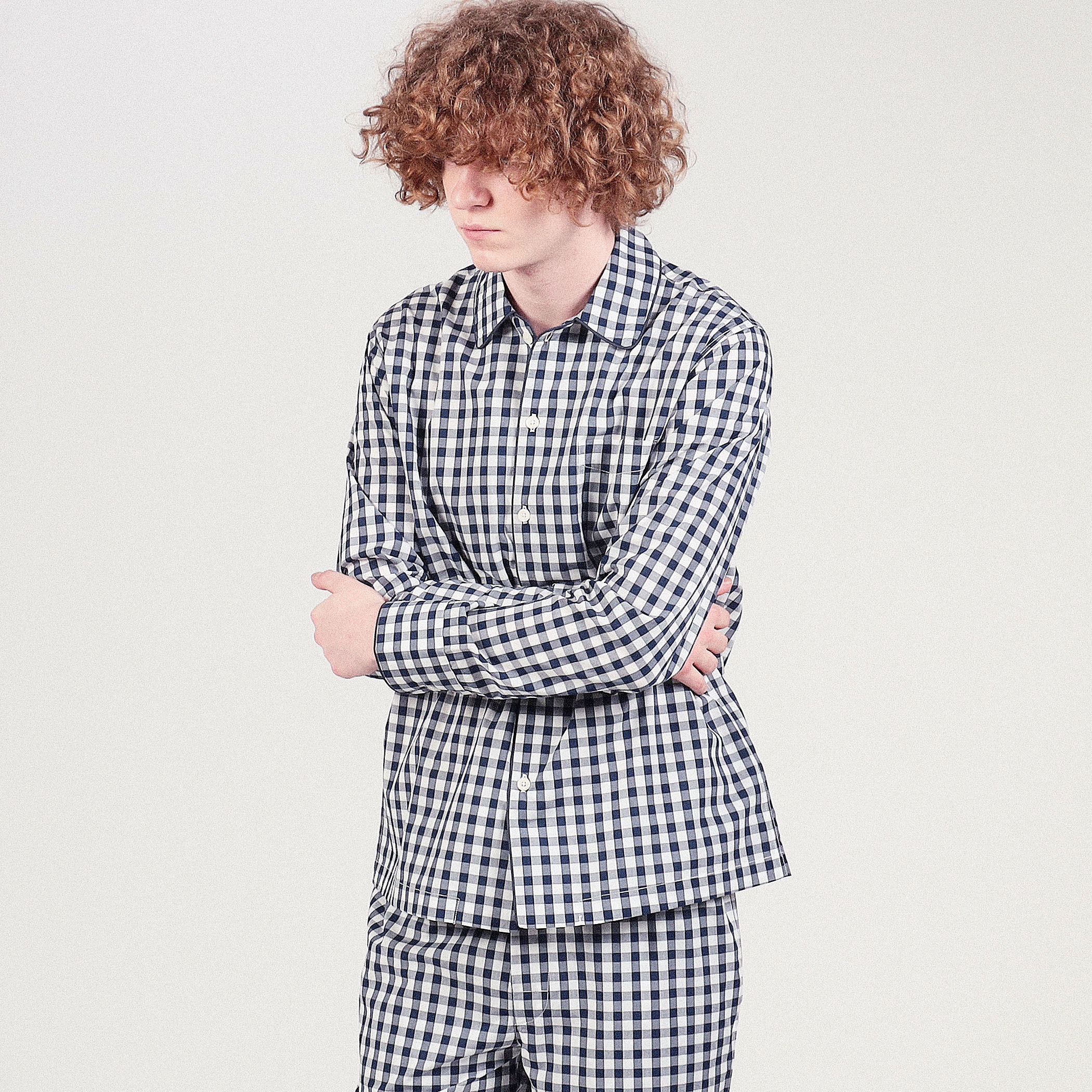 SLEEPY JONES LARGE GINGHAM コットン パジャマセットアップ