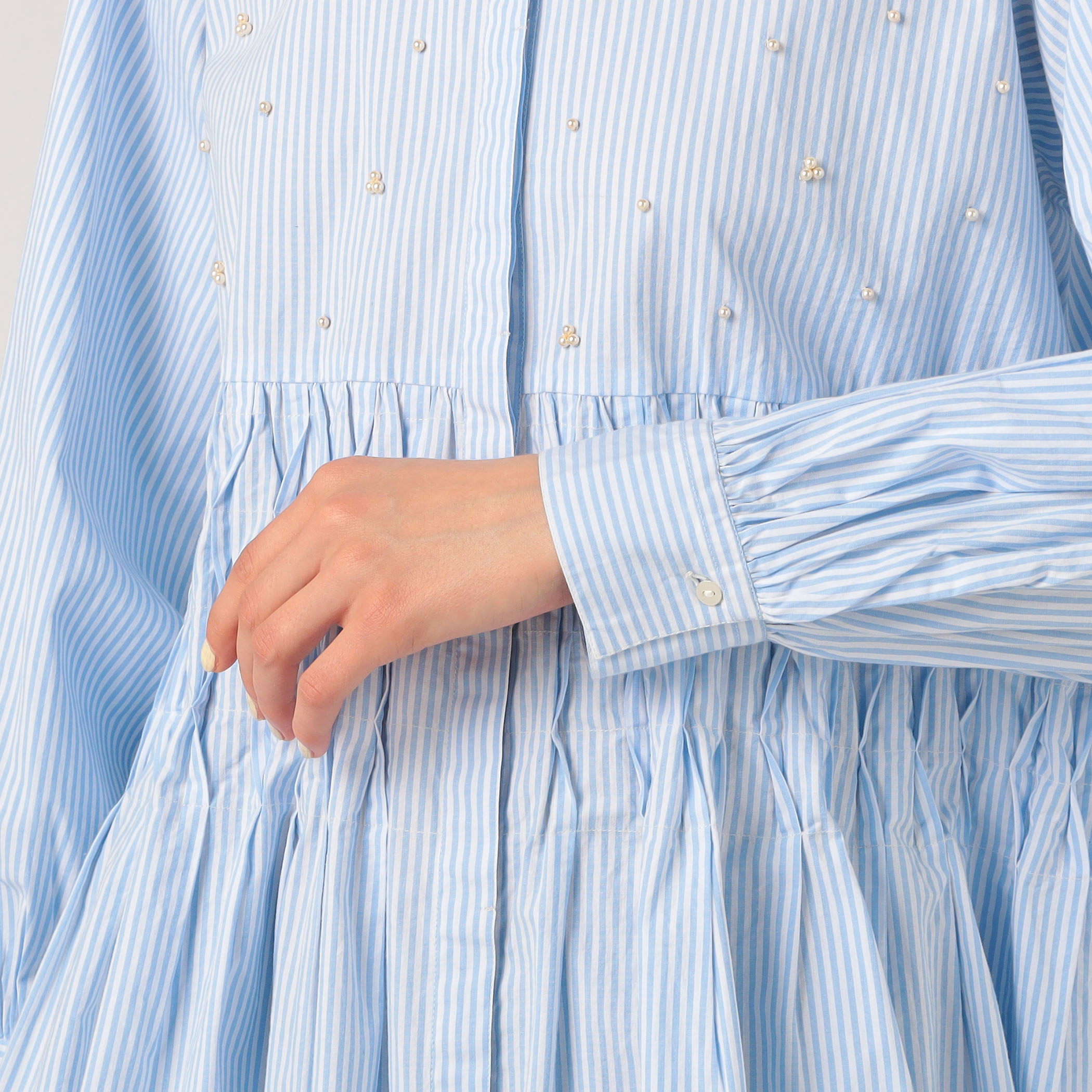 別注】ne Quittez pas BLACK Tuck ストライプ ブラウス