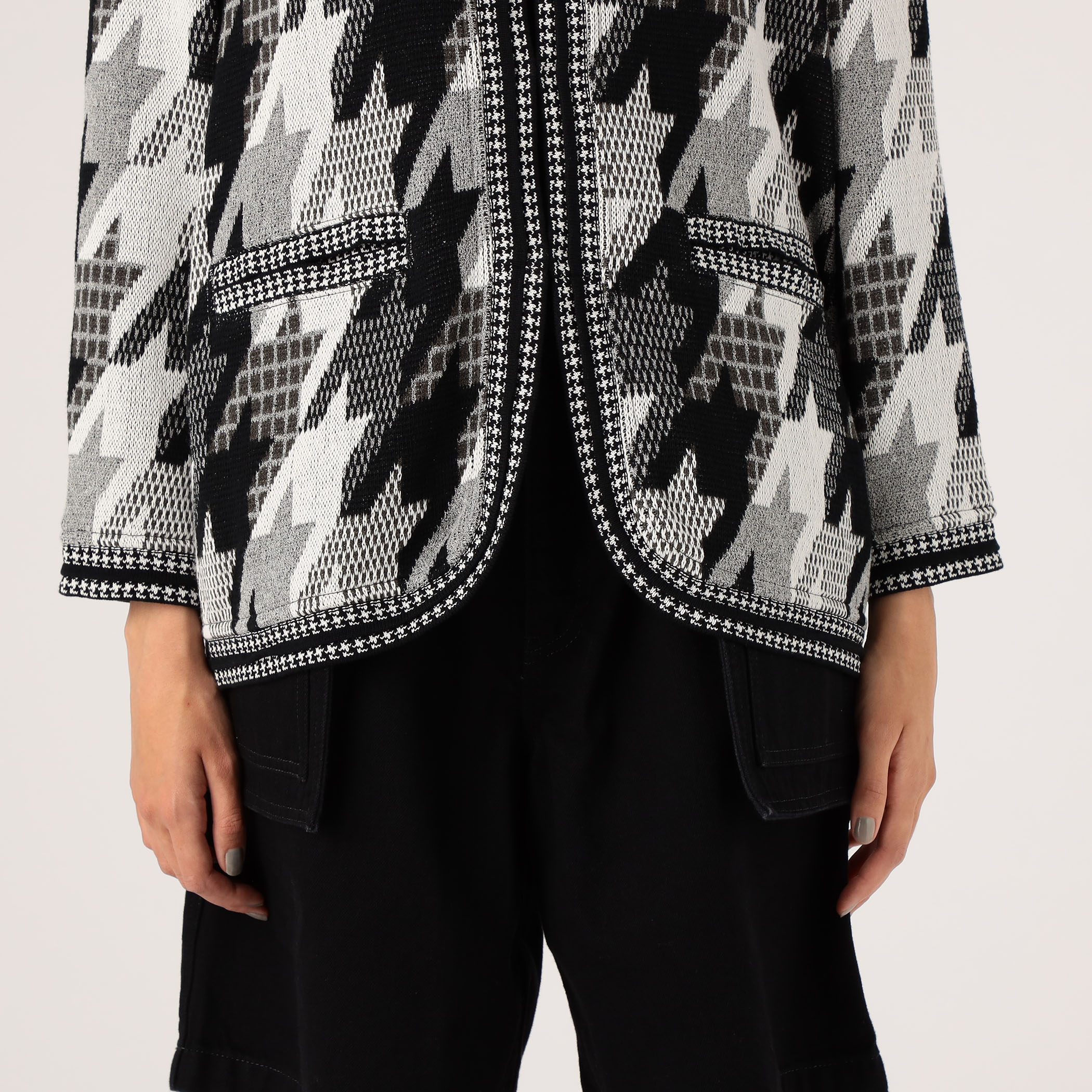 日本限定 新品タグ付き♪マメ Houndstooth Knitted Jacket ノーカラー