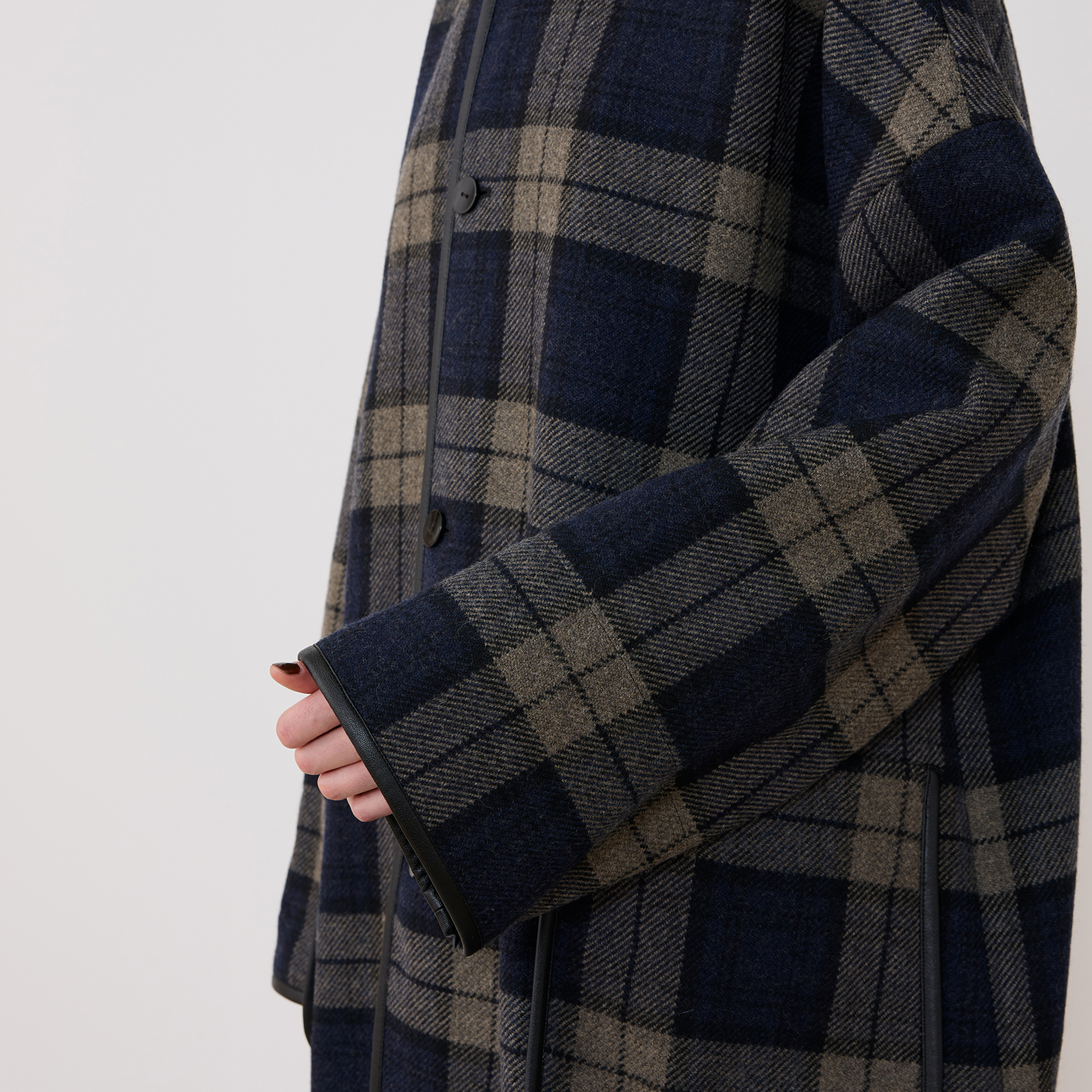 タータンウールツイード バルカラーコート｜トゥモローランド 公式通販