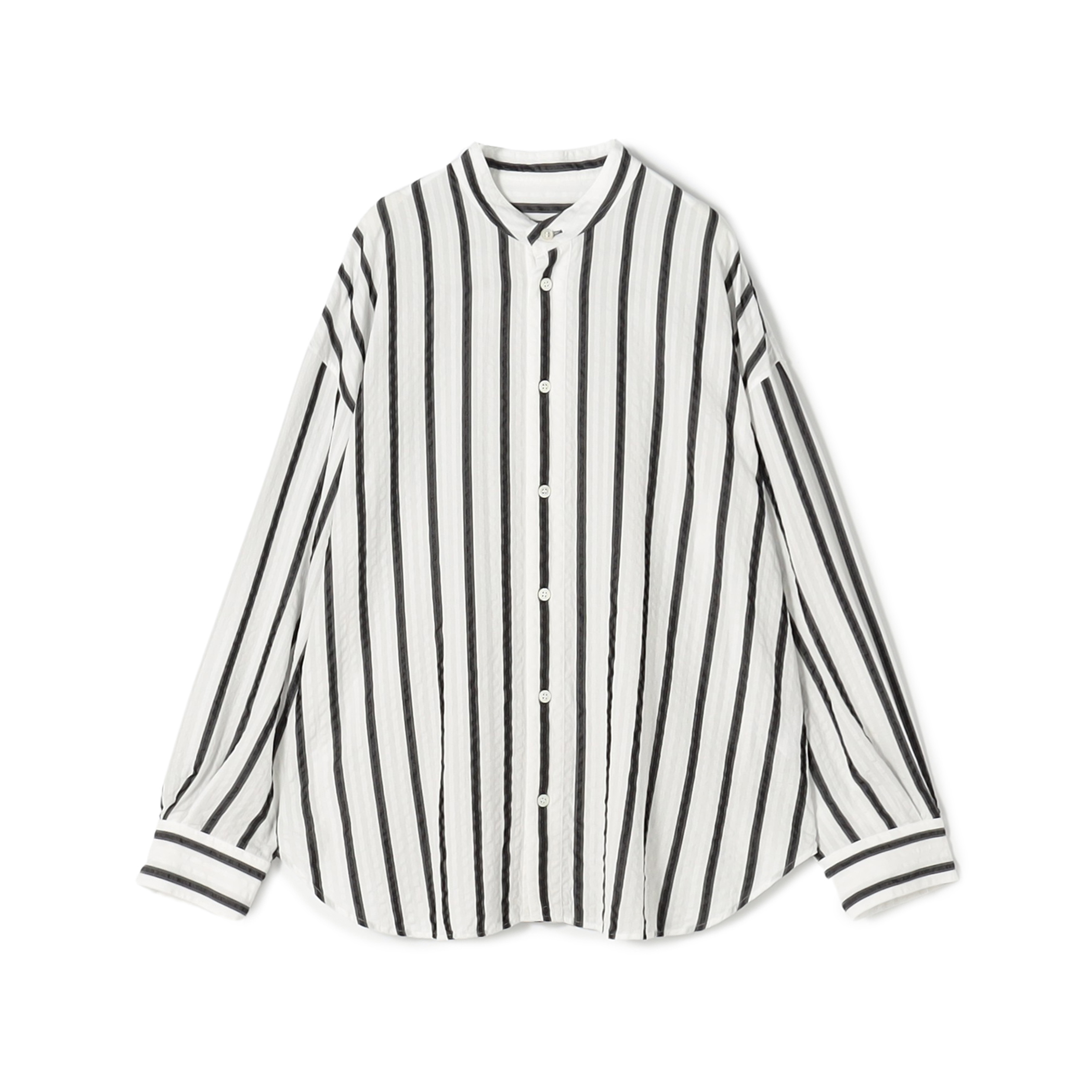 ソフトストライプ スタンドカラーシャツ