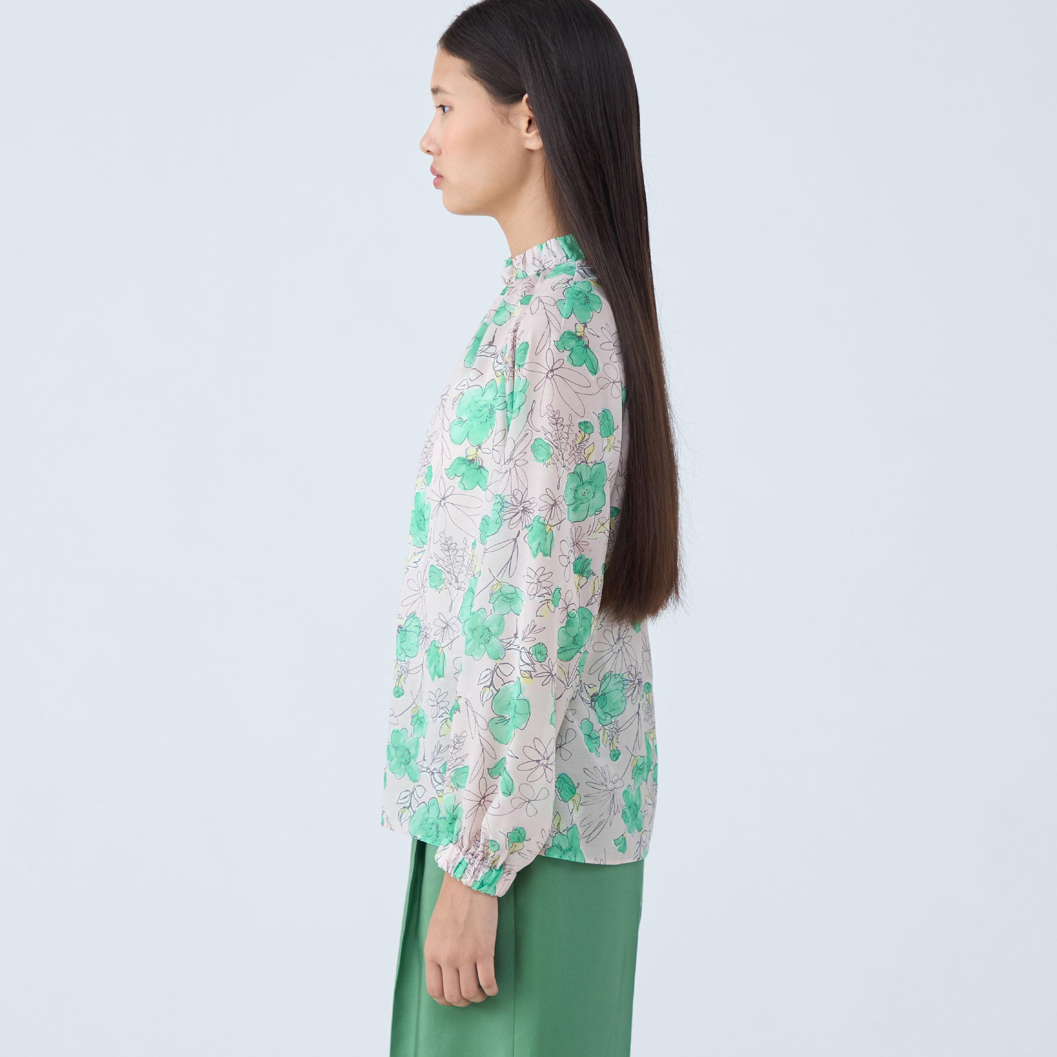 未使用タグ付 25SSトゥモローランドアネモネプリント ギャザーブラウス TOMORROWLAND collection ブラウス シャツ アネモネプリント ギャザー