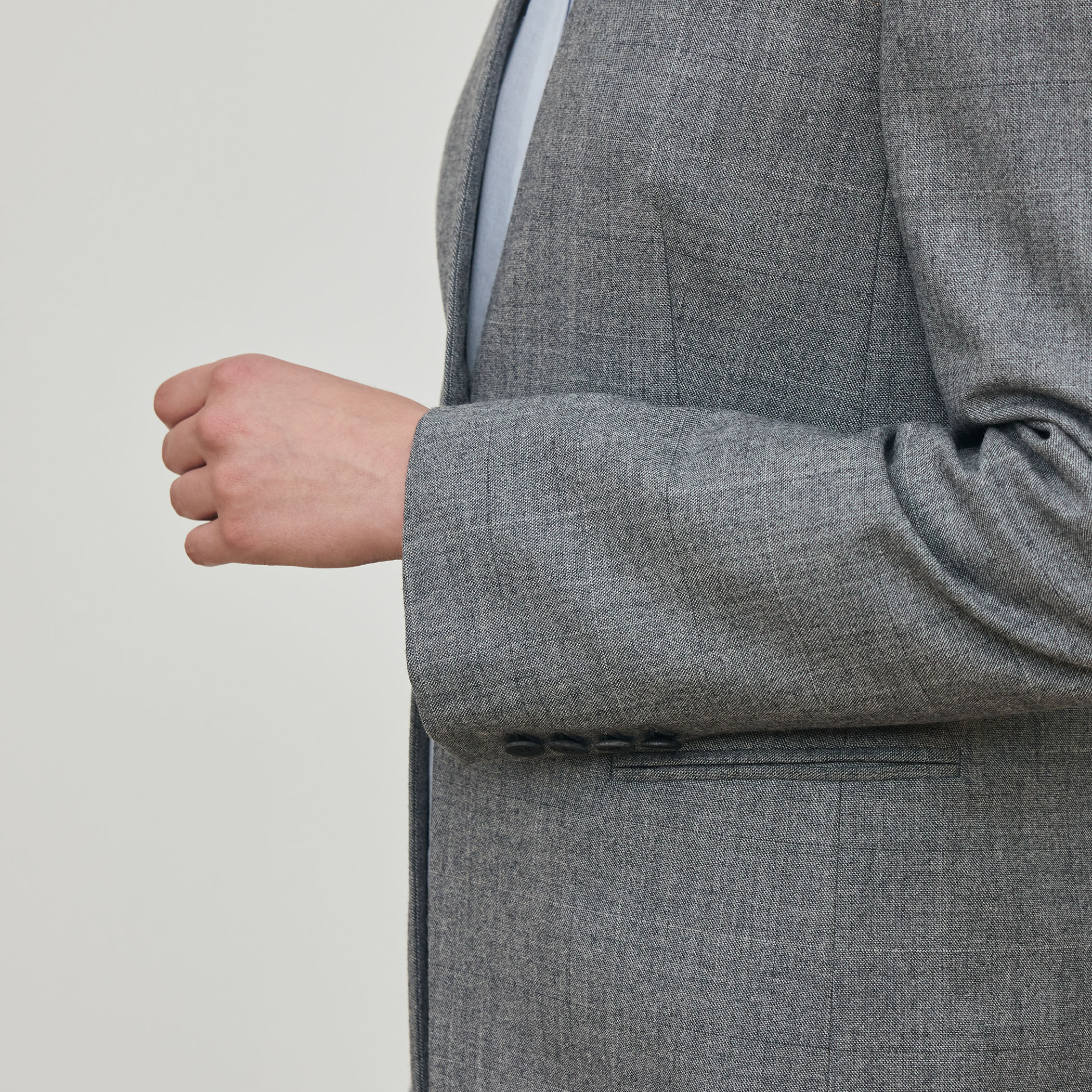 フランネルウールストレッチ ノーカラージャケット