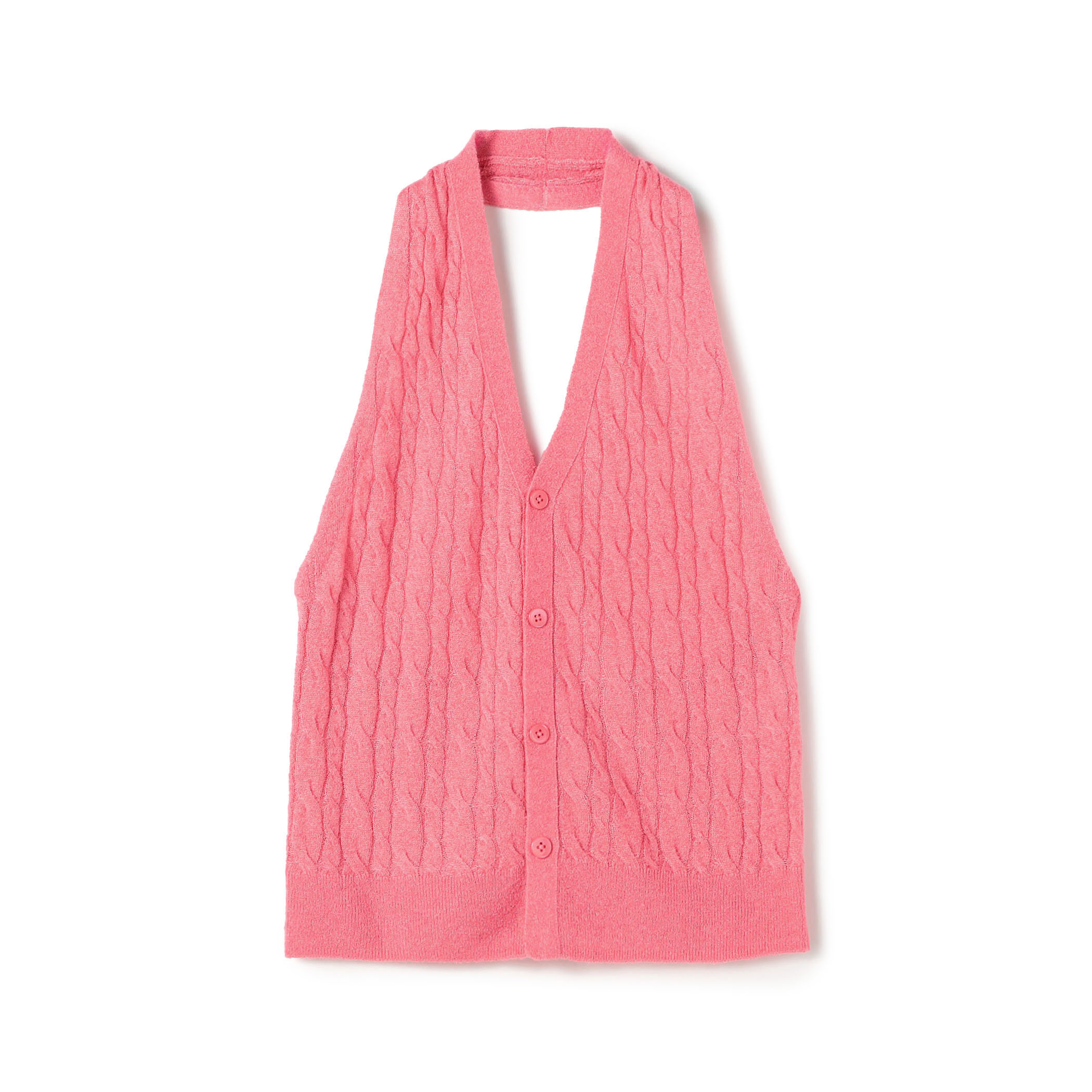 カシミヤシルク ケーブルニットホルターネックベスト