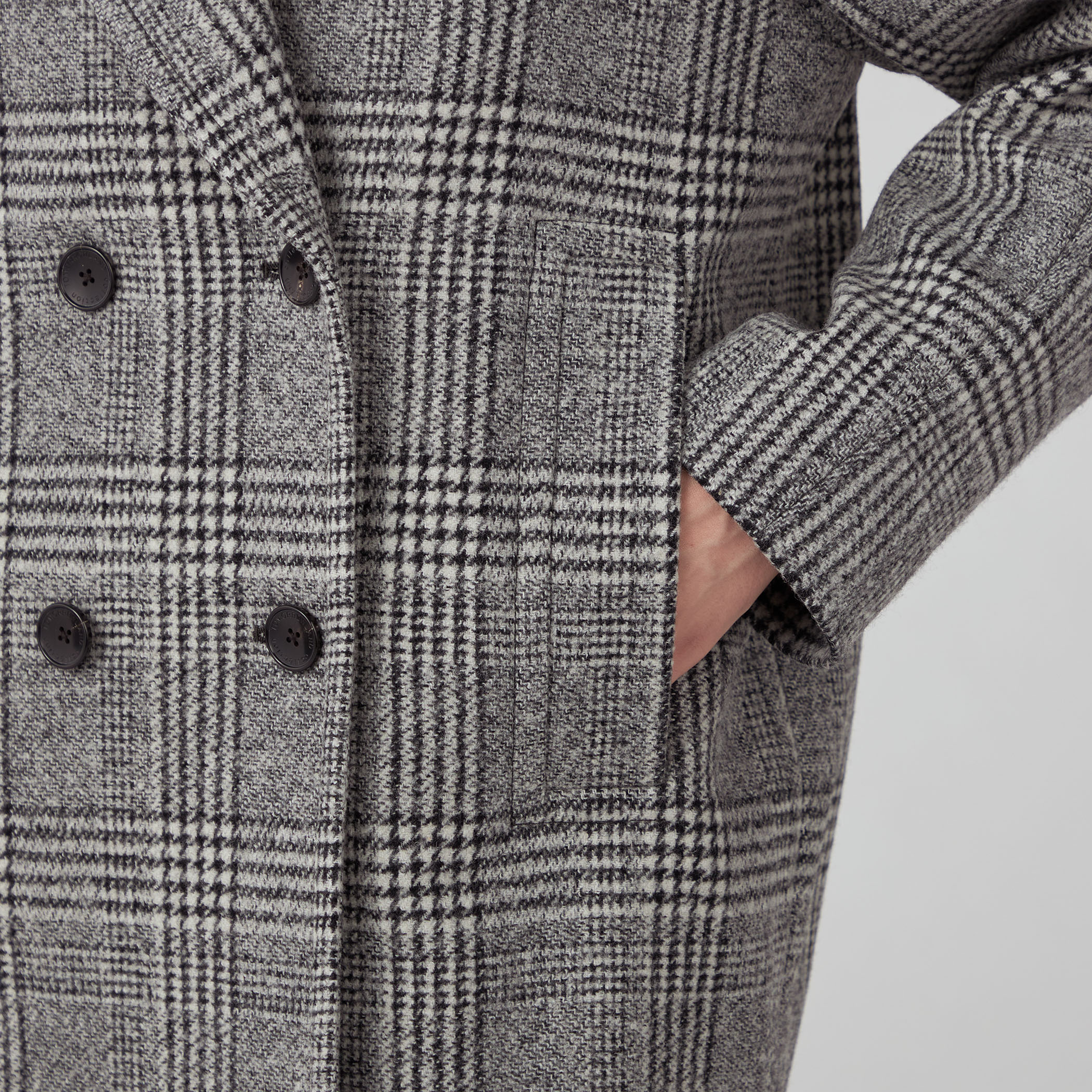 ウールカシミヤグレンチェック ショートコート｜トゥモローランド 公式通販