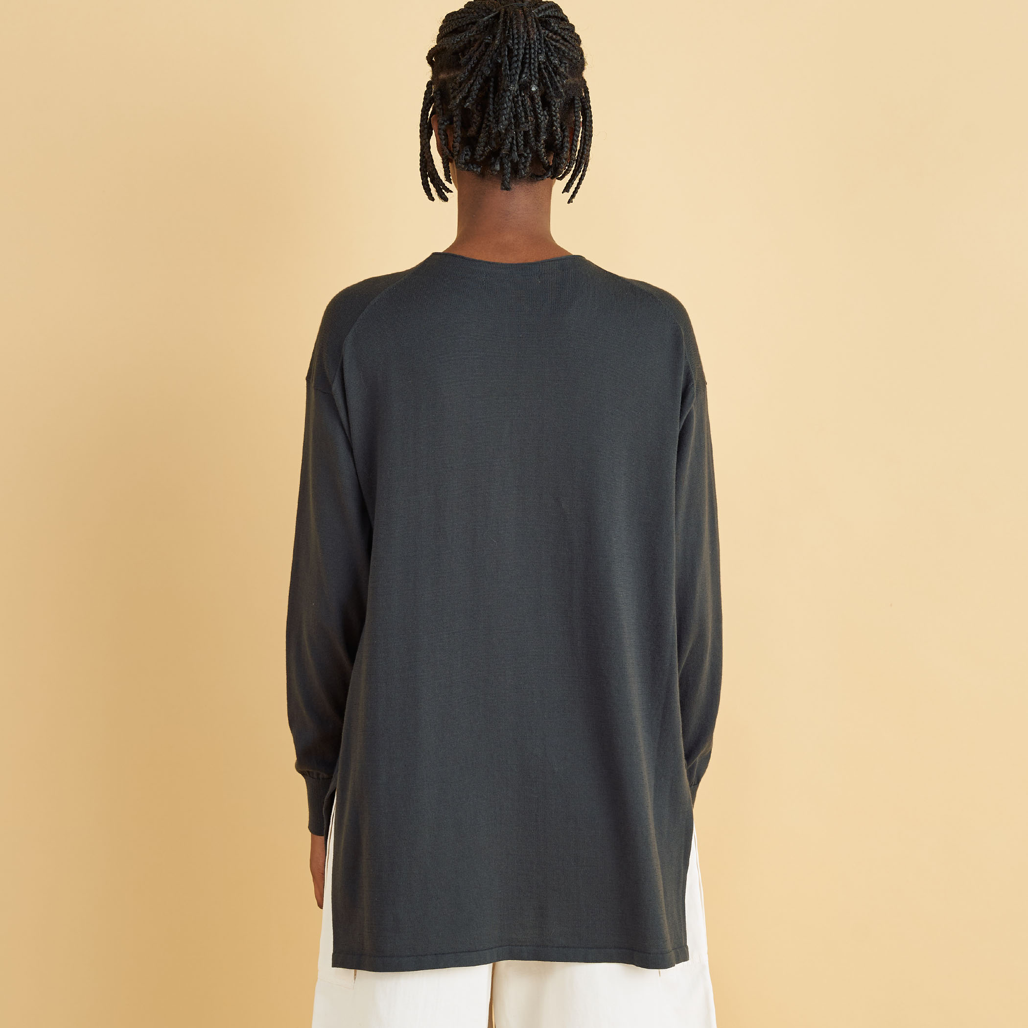 GALERIE VIE◆23SS/エクストラファインゲージコットンクルーネックカーディガン/F/WHT/23-02-31-02213 GALERIE VIE(ギャルリーヴィー) / 23SS/エクストラファイン