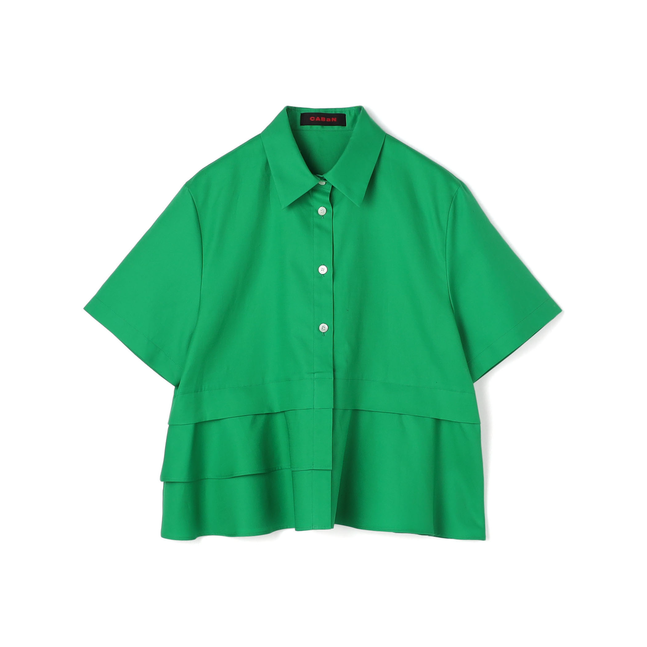 タイプライターダブルクロス アシンメトリックフリルシャツ