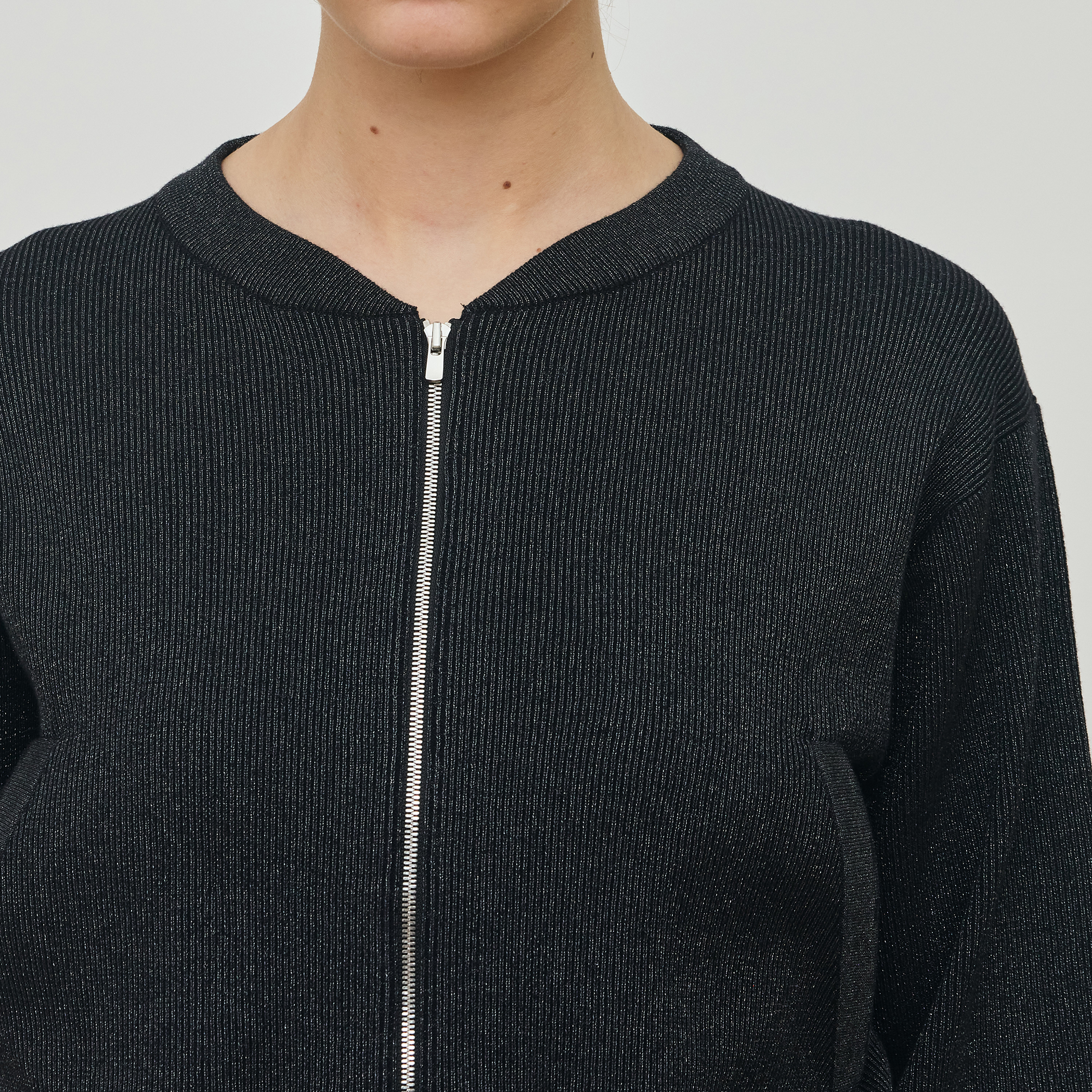 プレーティンググロッシーヤーン ジップアップブルゾン