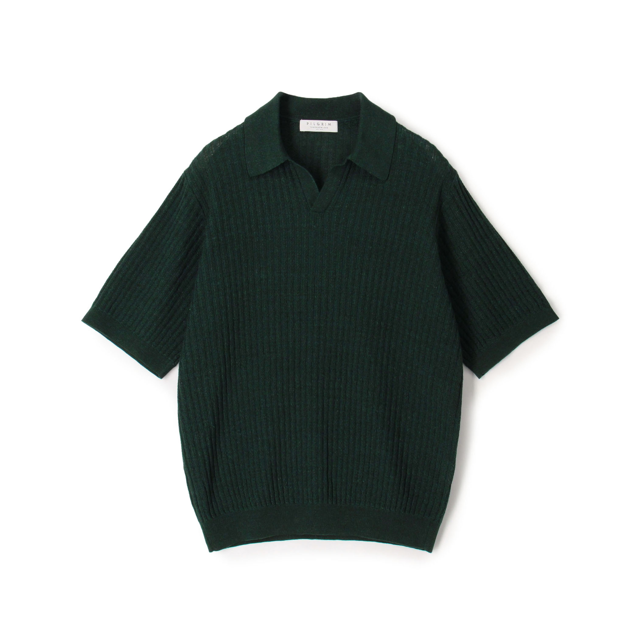 リネンコットンナイロンプレーティング スキッパーニット