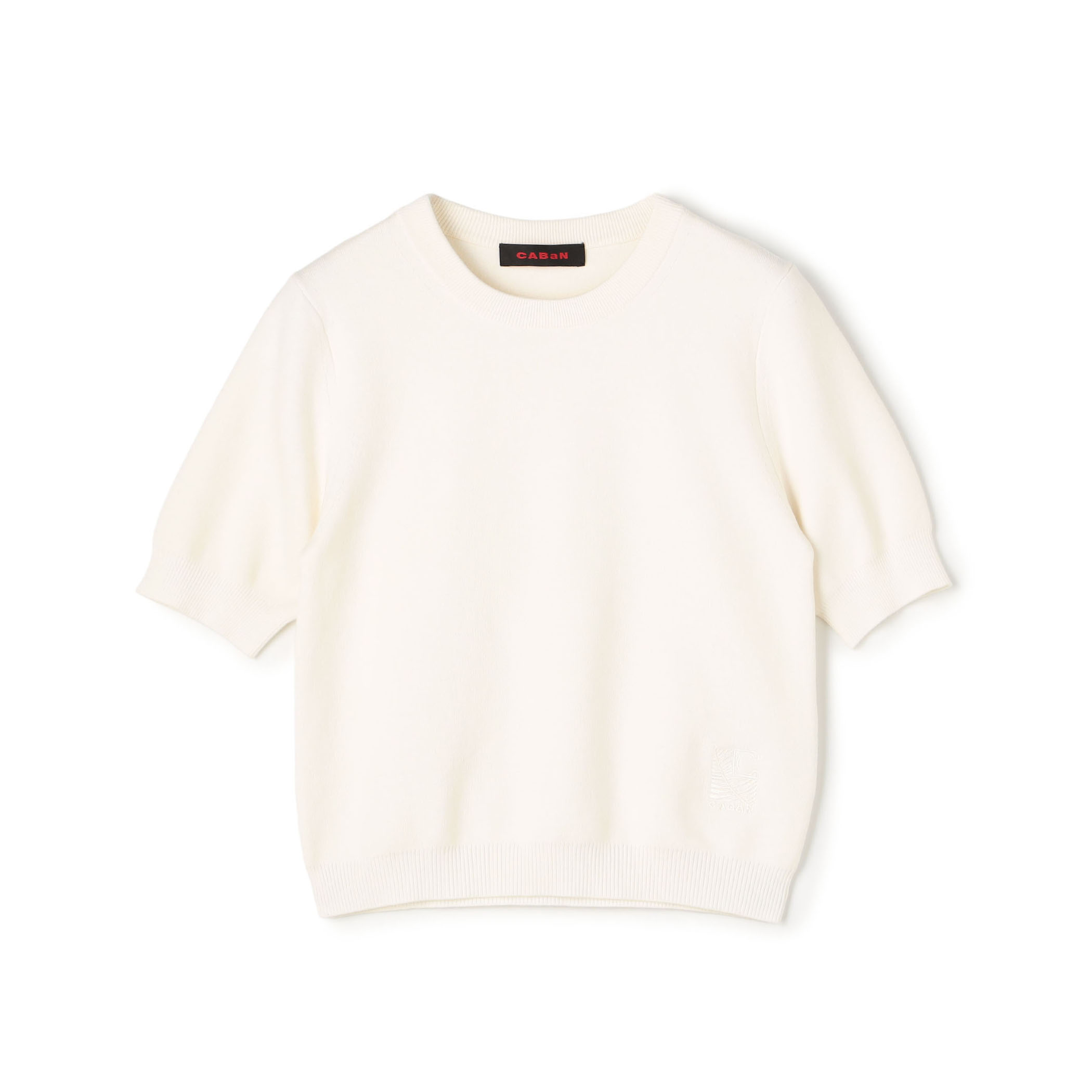 コットンカシミヤ クルーネックハーフスリーブプルオーバー