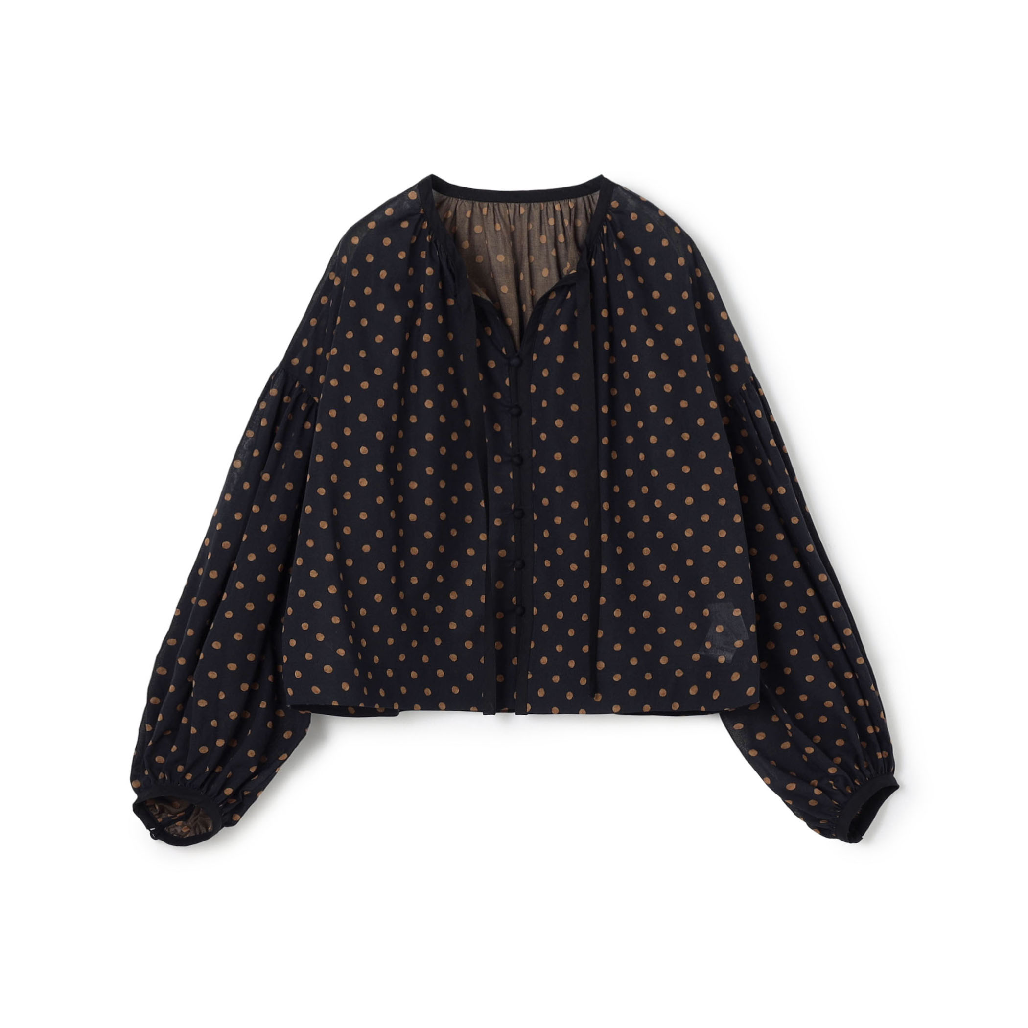 コットンボイルプリント ギャザーブラウス