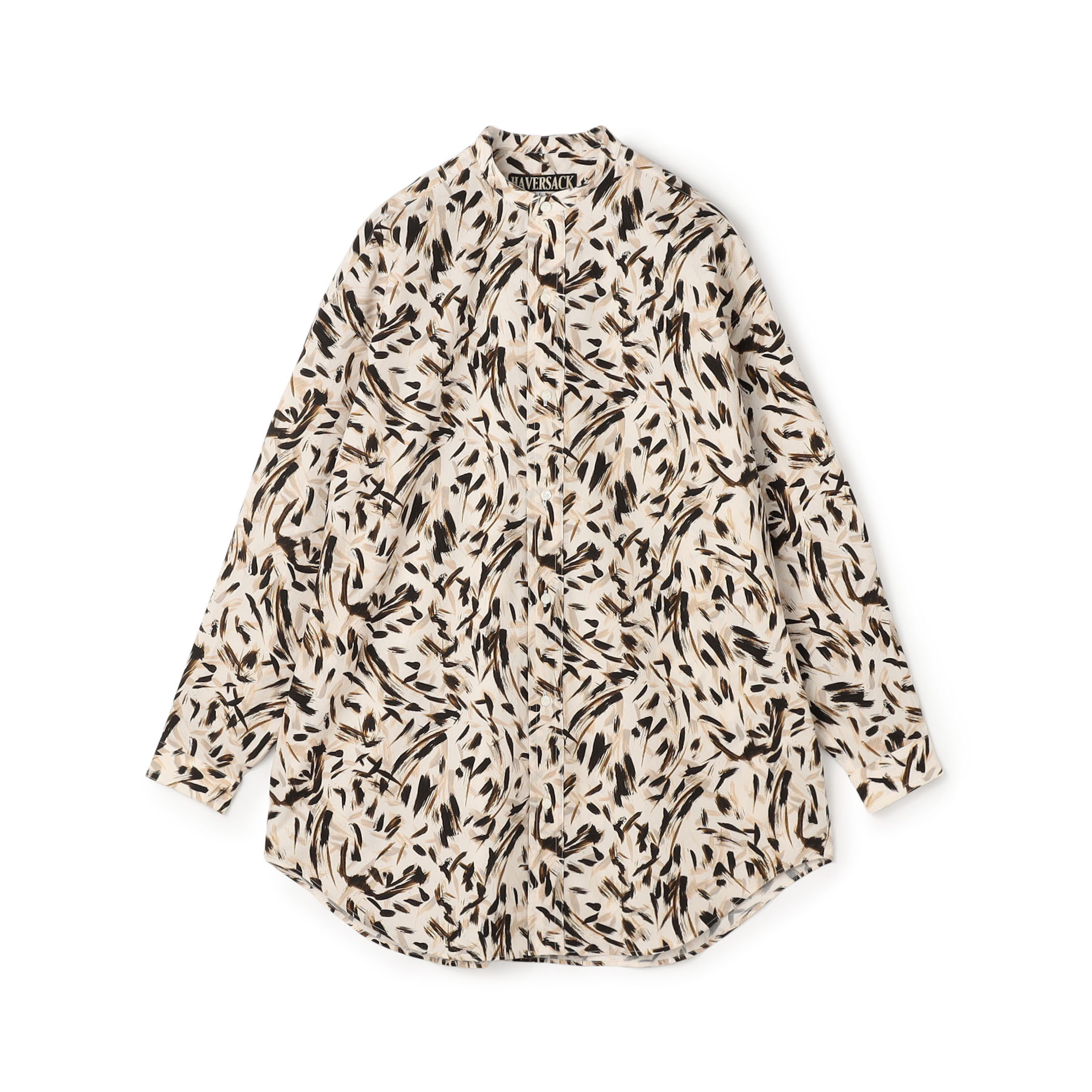 HAVERSACK ATTIRE コットン総柄 スタンドカラーロングスリーブシャツ