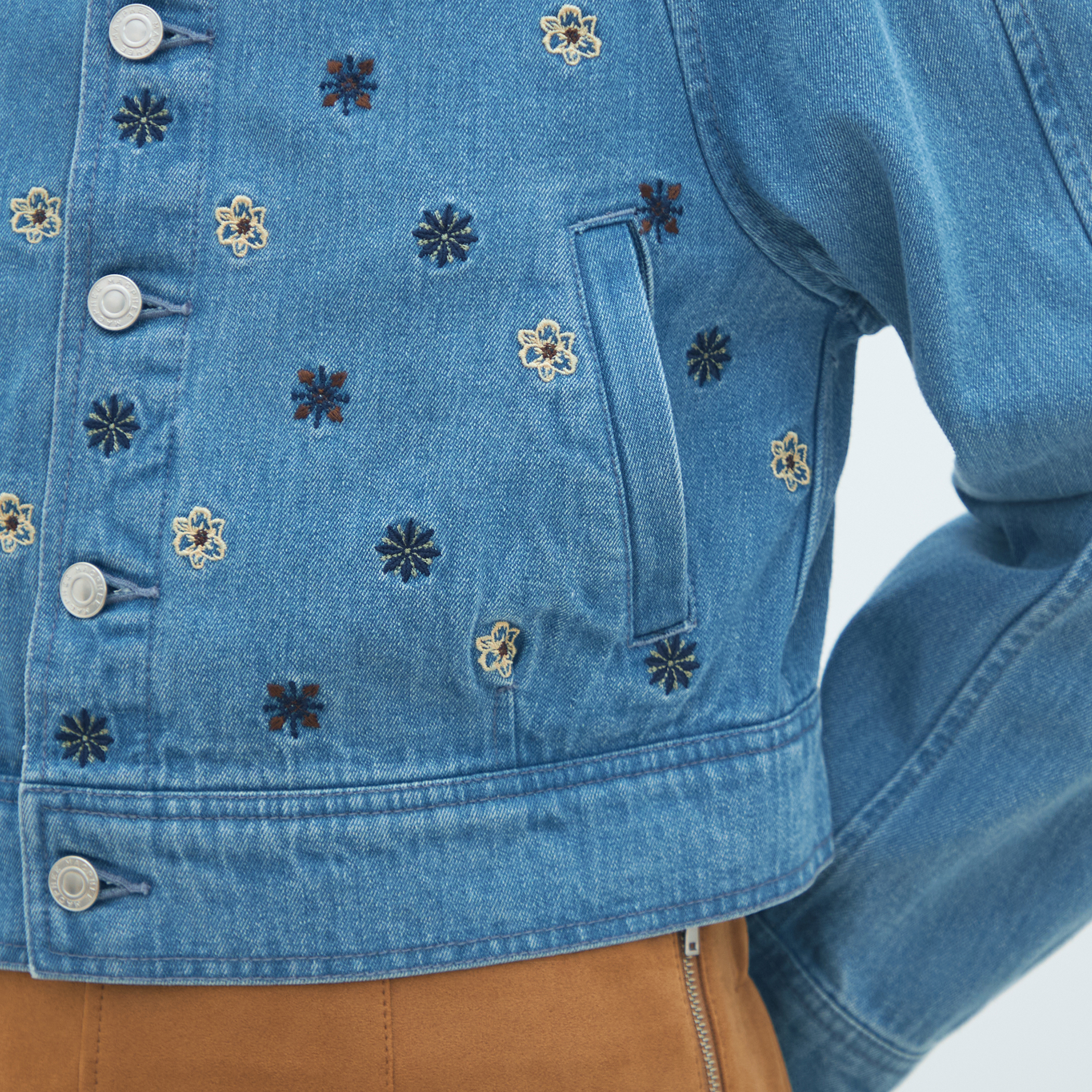 ボタニカルエンブロイダリーデニム ショートジャケット