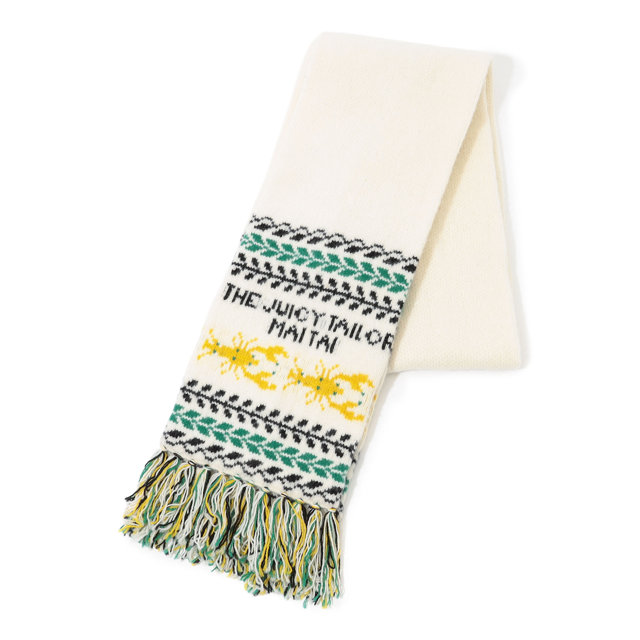 Mai Tai ラムズウール ダブルジャガード フリンジマフラー