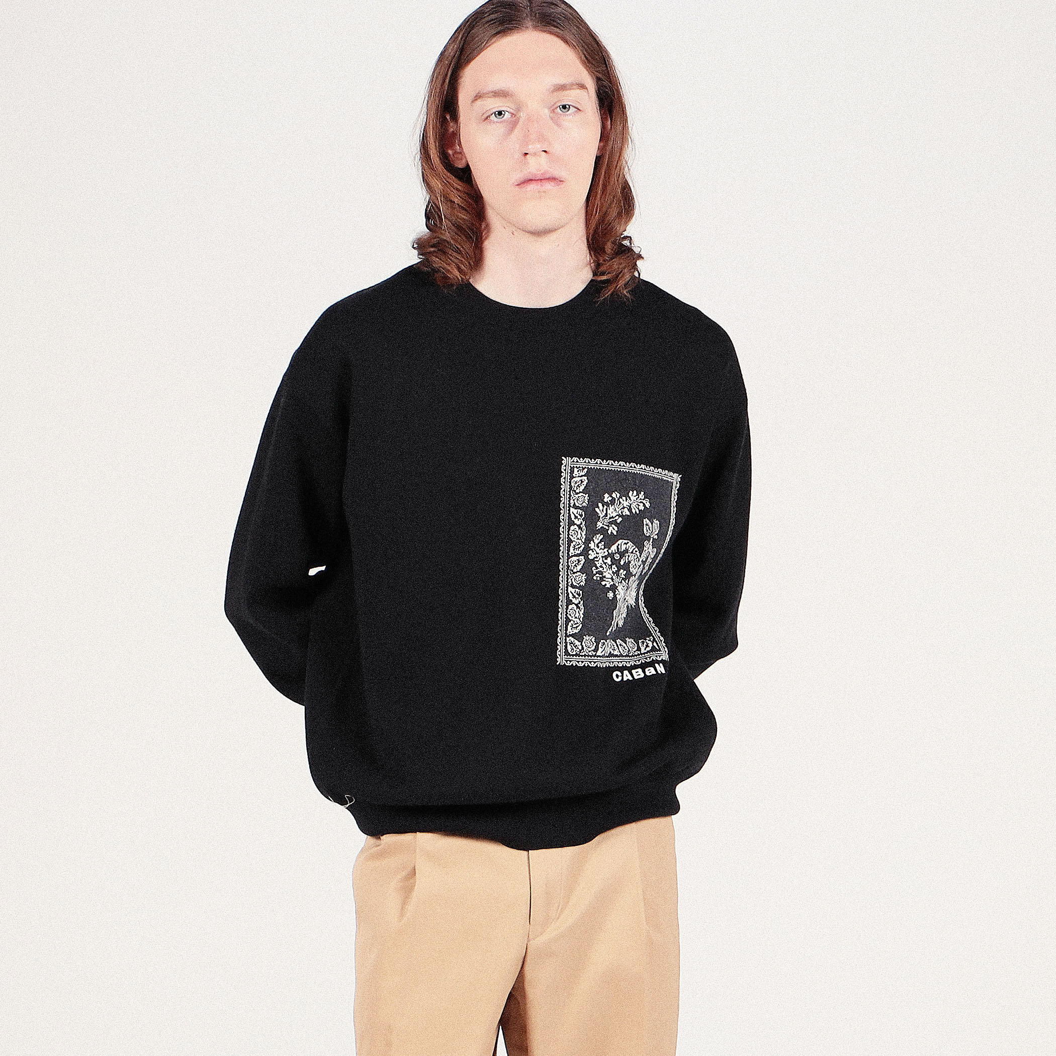 CABaN キャバン コットンカシミヤ フラワージャカードプルオーバー グレー CABaN コットンカシミヤ フラワージャカードプルオーバー