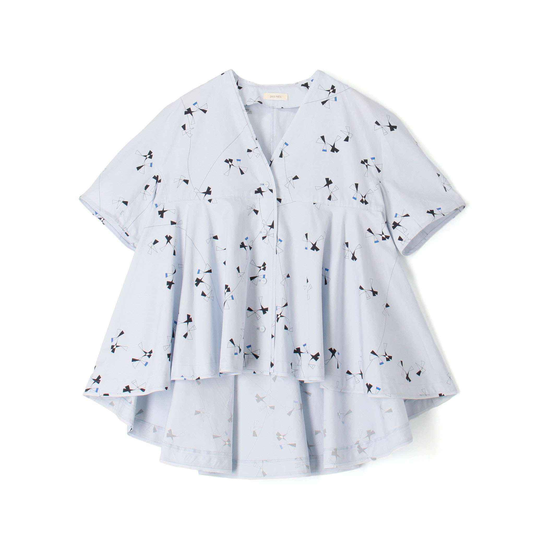 【WEB先行予約】トライアングルクロスプリント フレアテールブラウス