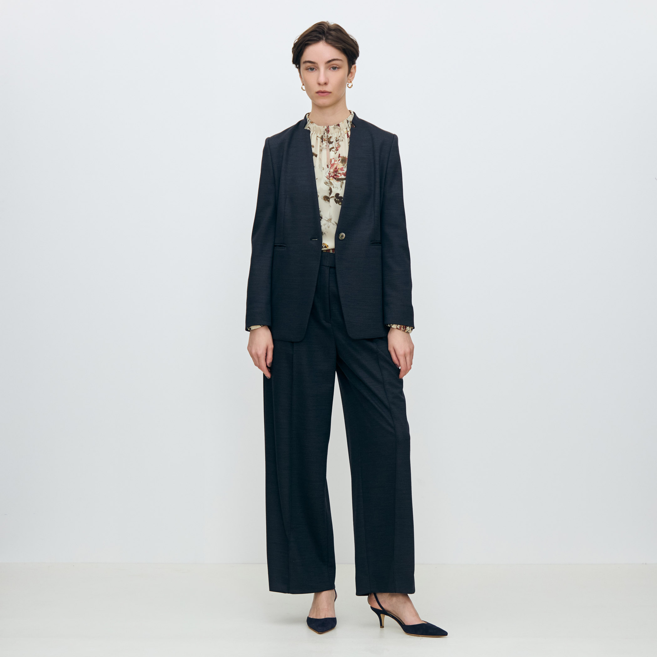 ポリエステルウールモクロディ センタープレスワイドパンツ