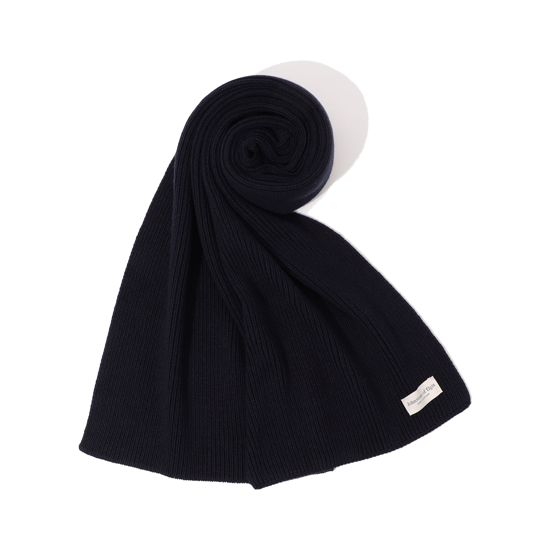 Johnstons of Elgin カシミヤ リブニットマフラー