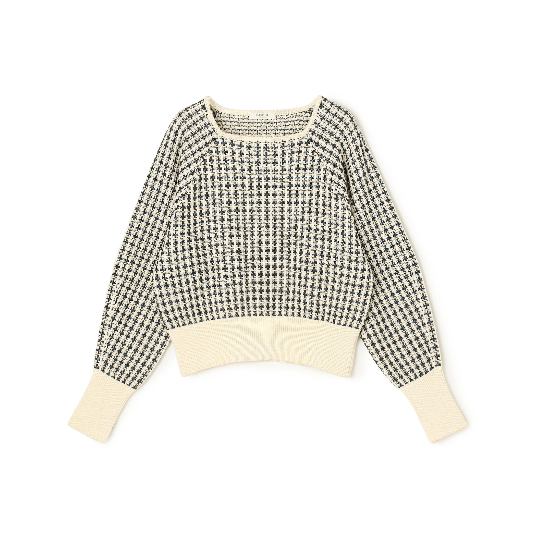 ギマコットンチェック スクエアネックプルオーバー