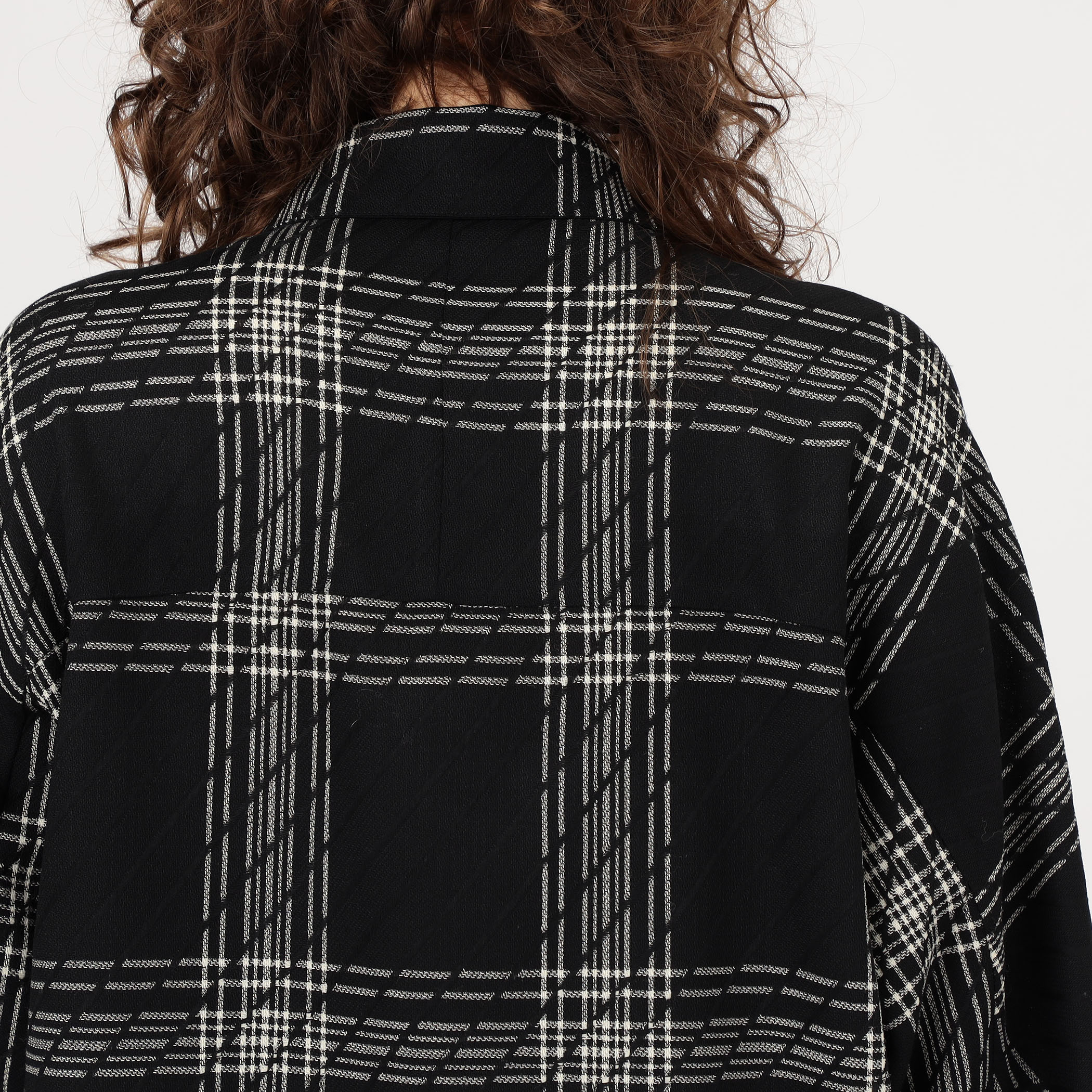 ハイツイストウールチェック スタンドカラーコート