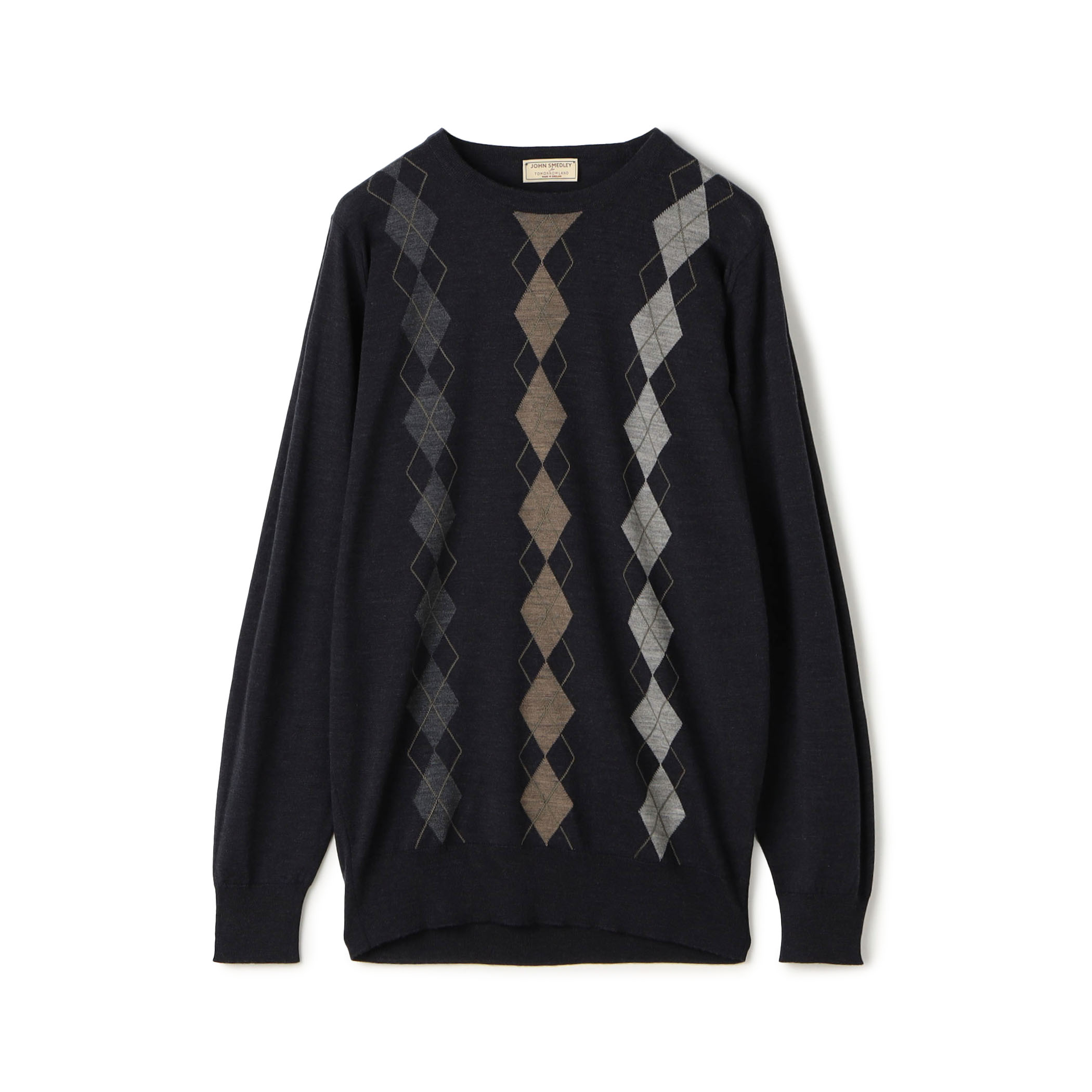【別注】JOHN SMEDLEY ウール アーガイルクルーネック プルオーバーニット