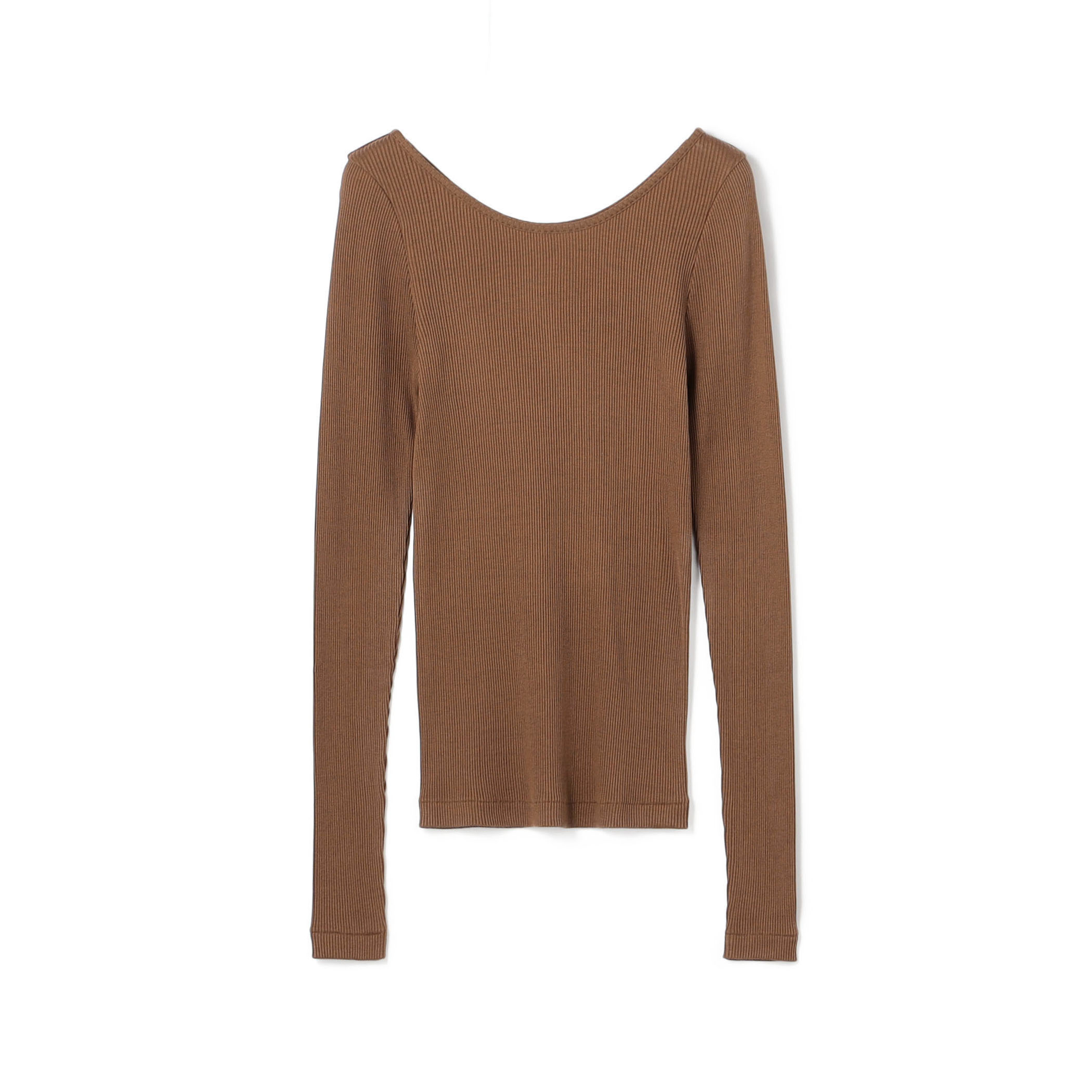 シルクコットンリブ ボートネックプルオーバー