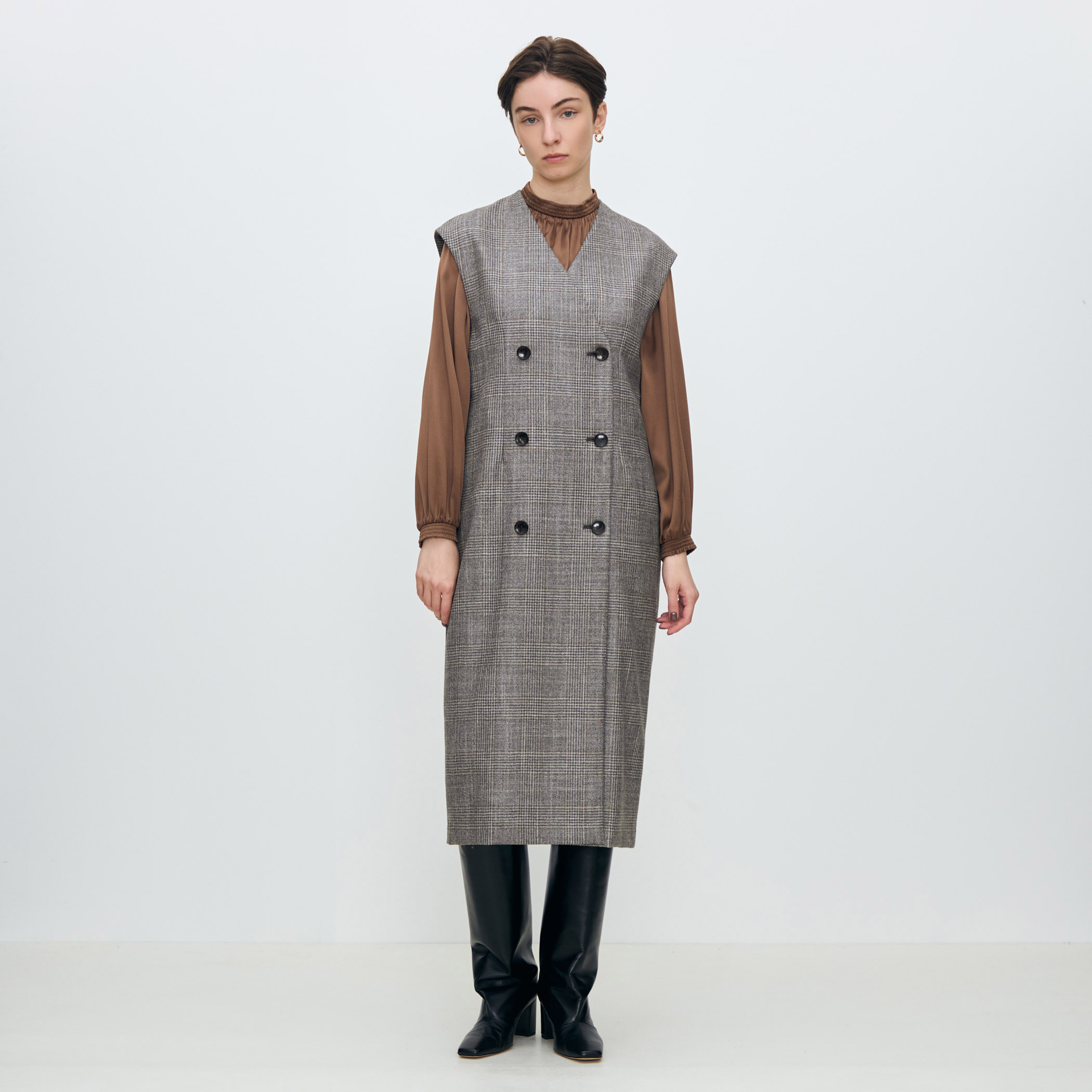 SILK AIR GLEN CHECK ジレワンピース｜トゥモローランド 公式通販