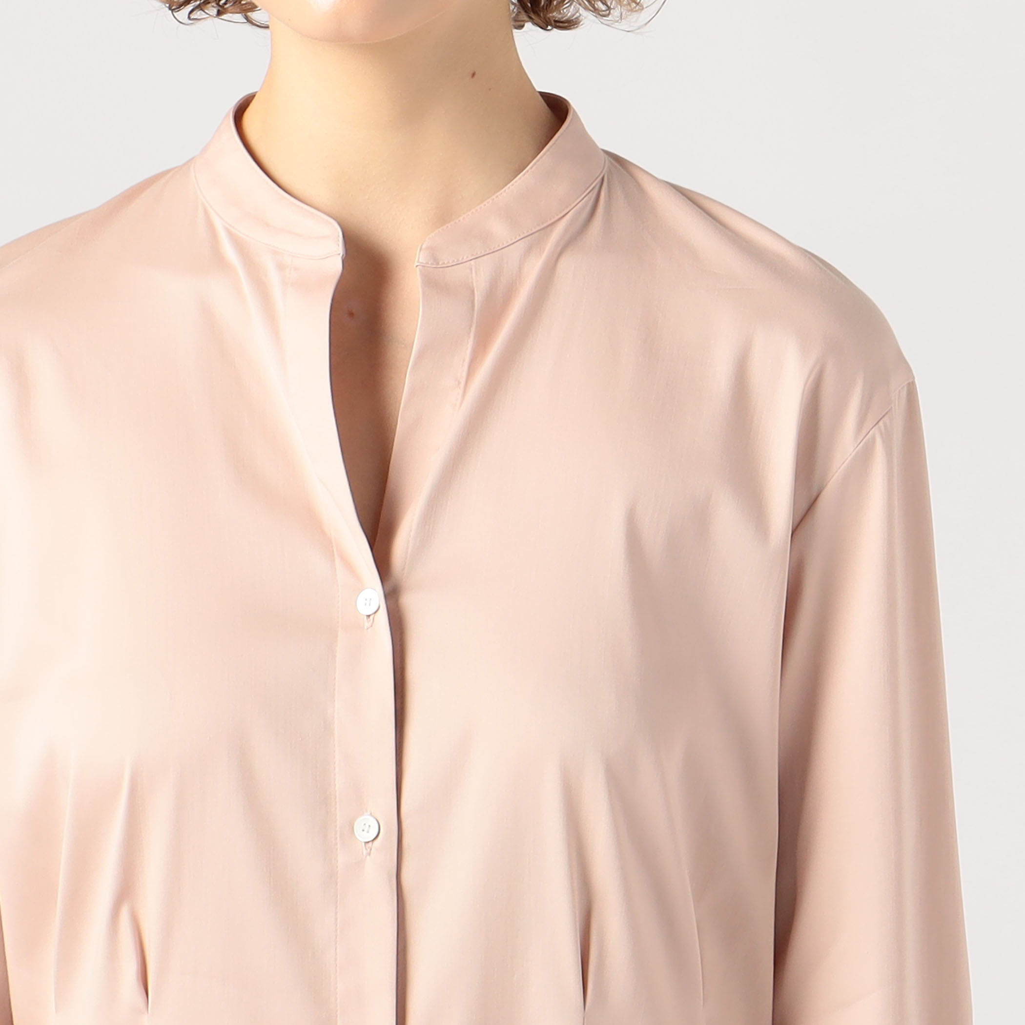 【美品】23区 とろみ  ソフトプレーンテンセルシャツドレスワンピース　ゆったり ワンピース 『とろみリネンブレンド 後リボンAラインワンピース