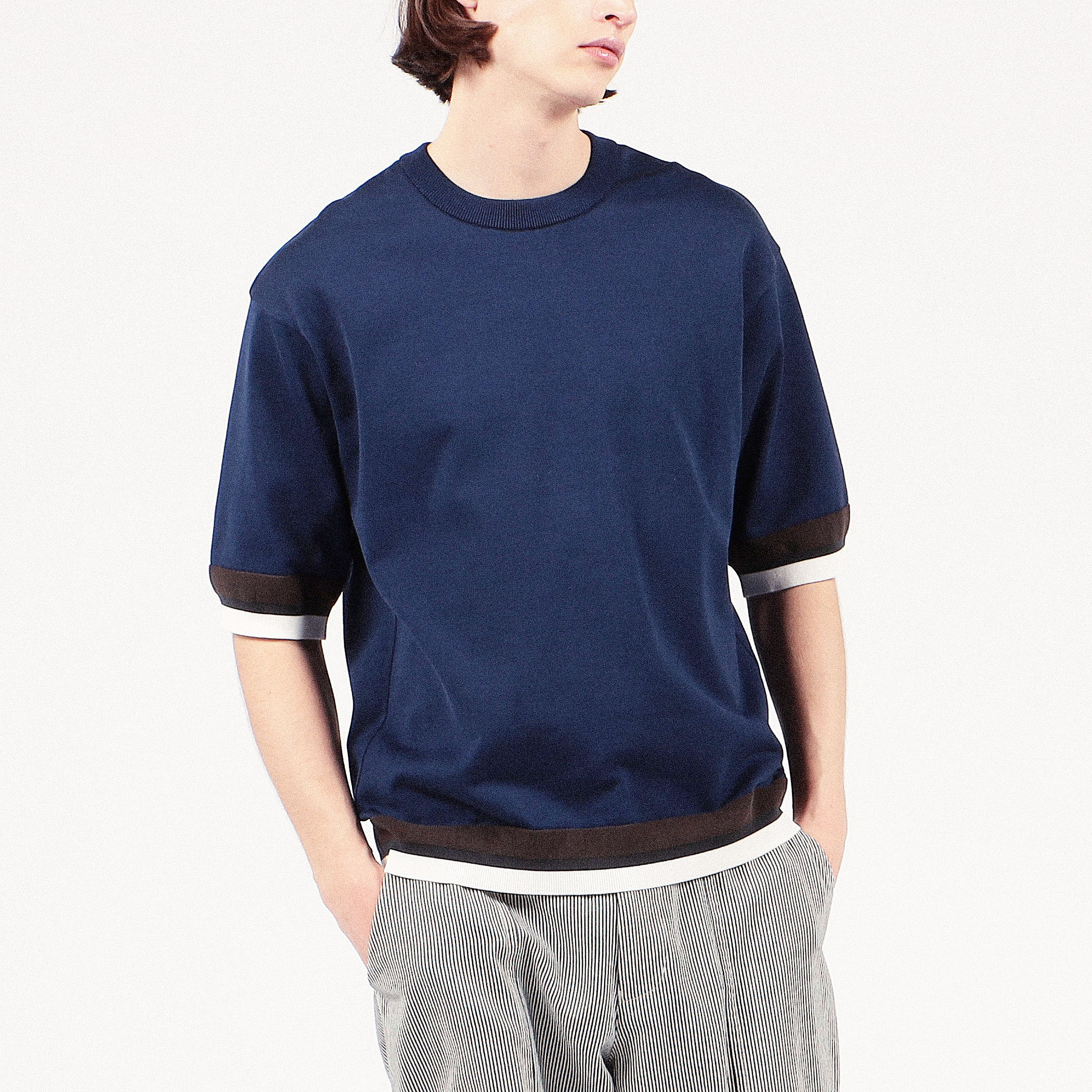トゥモローランド トリコット マリンライン ニットTシャツ