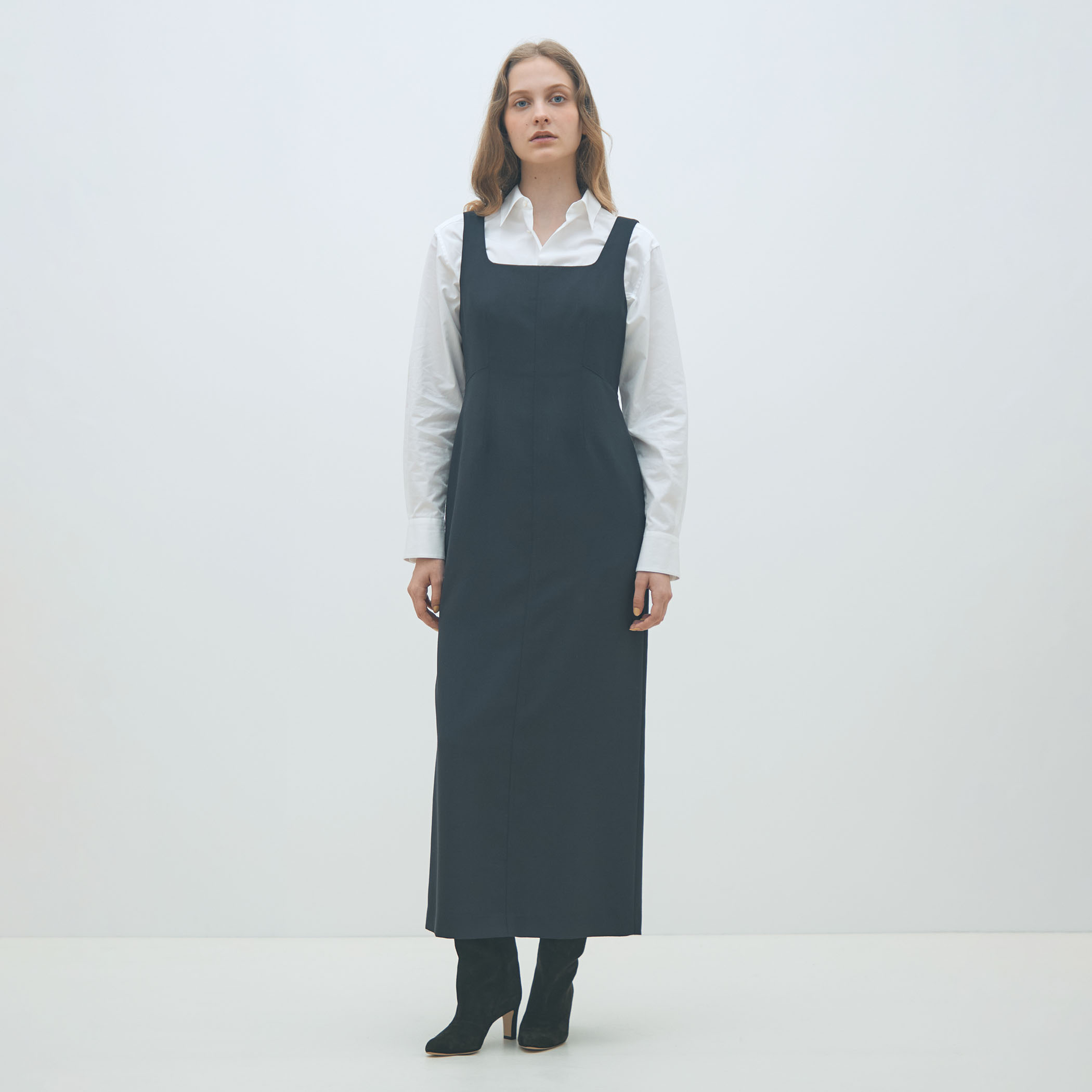 ウールブレンドジョーゼット Iラインワンピース｜トゥモローランド