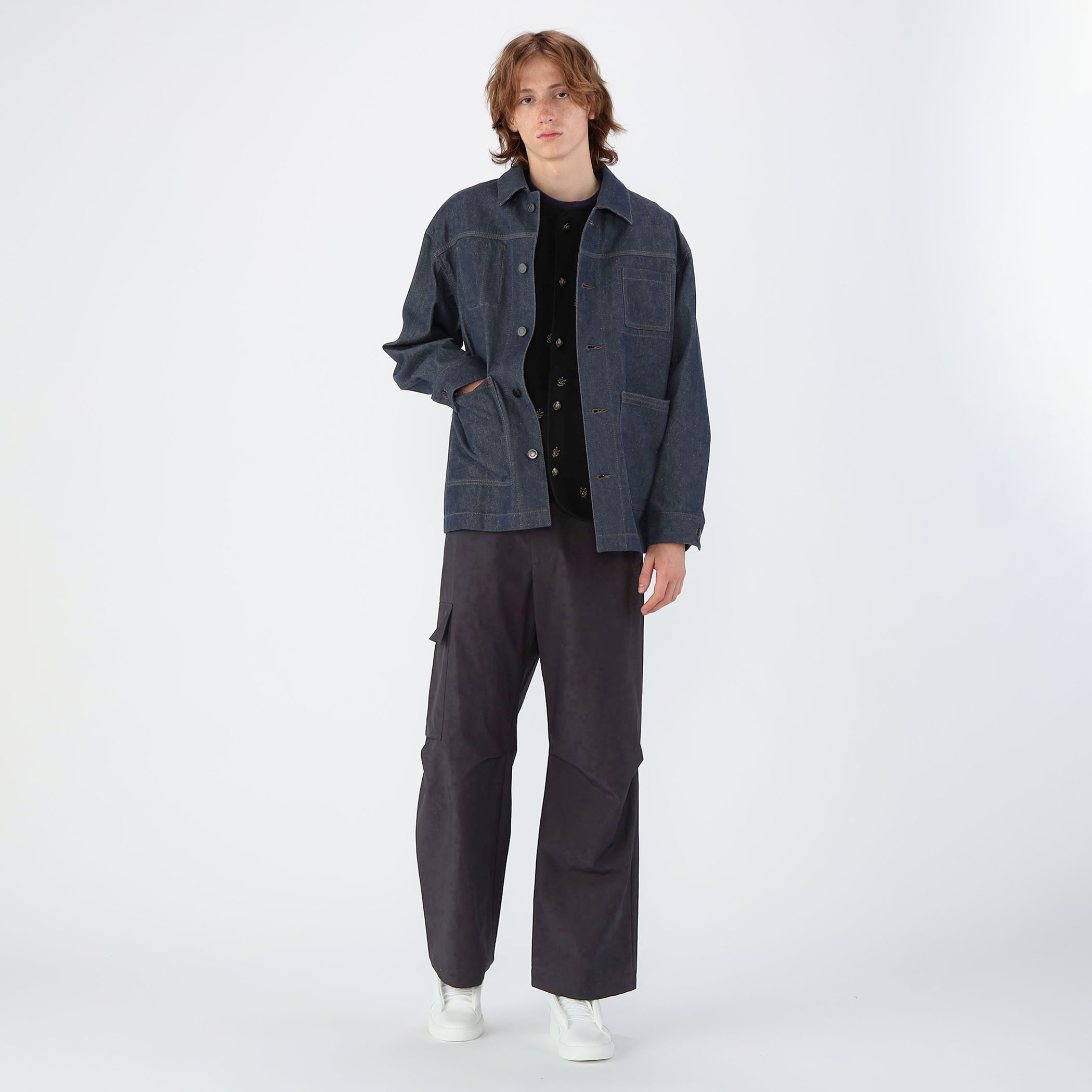 CABaN コットンカシミヤ フラワーエンブロイダリー クルーネック