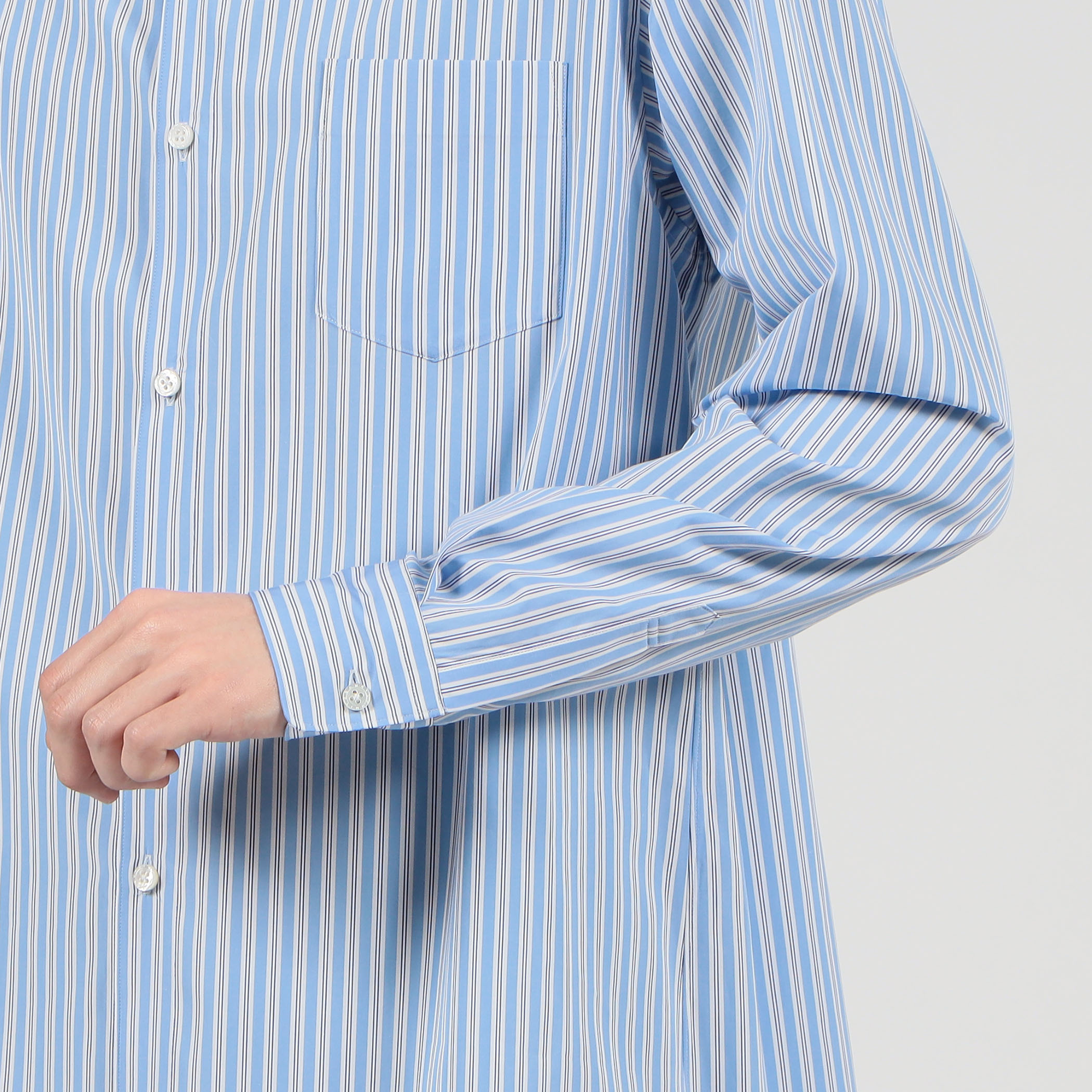 FUMITO GANRYU pleated cleric shirt ストライプシャツ