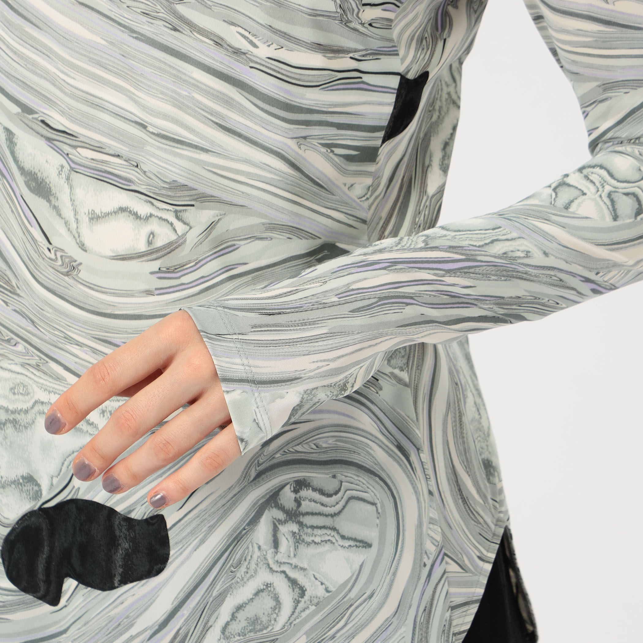 Mame Kurogouchi Marble Print Jersey High Neck Top