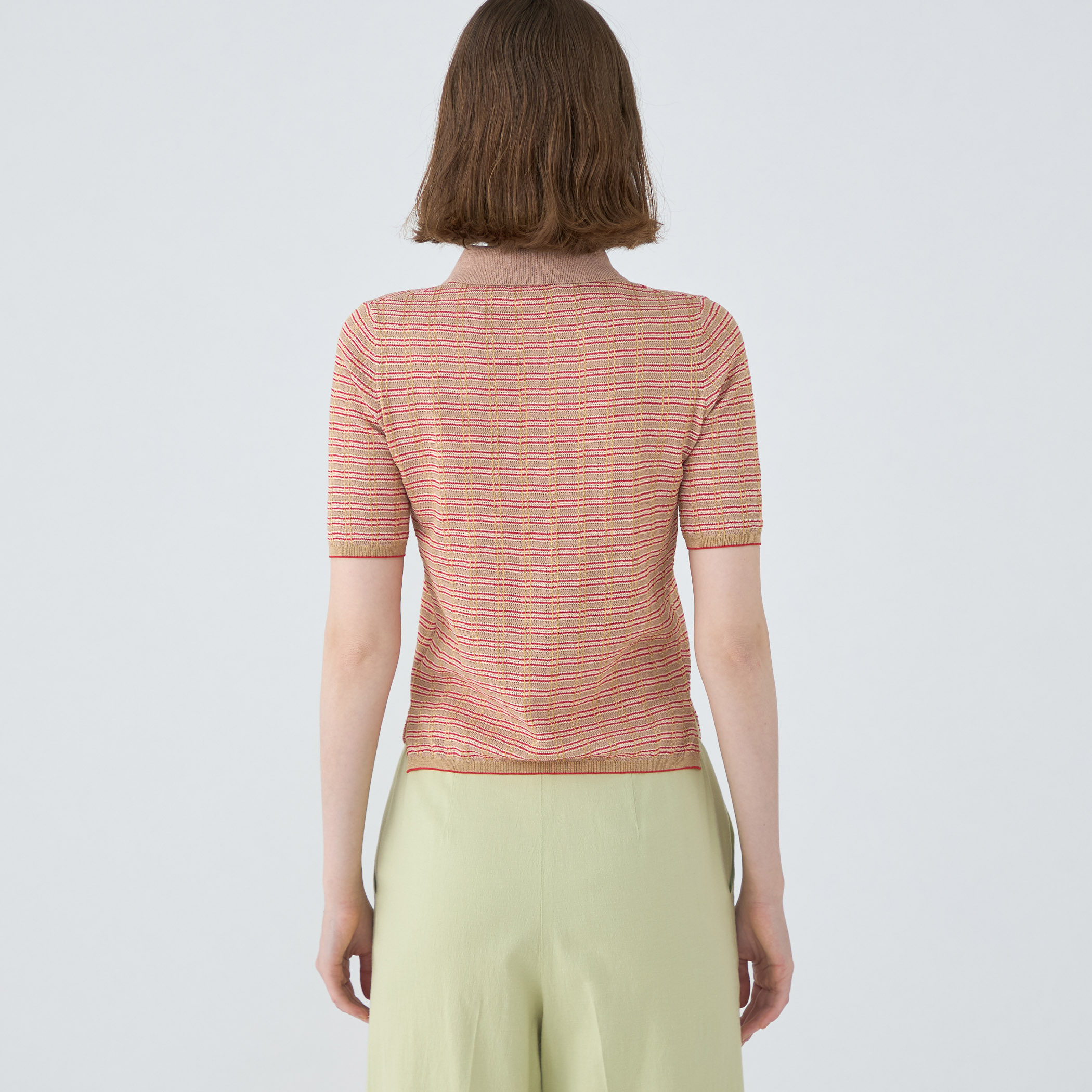 コットンナイロンラメチェック ポロプルオーバー｜トゥモローランド